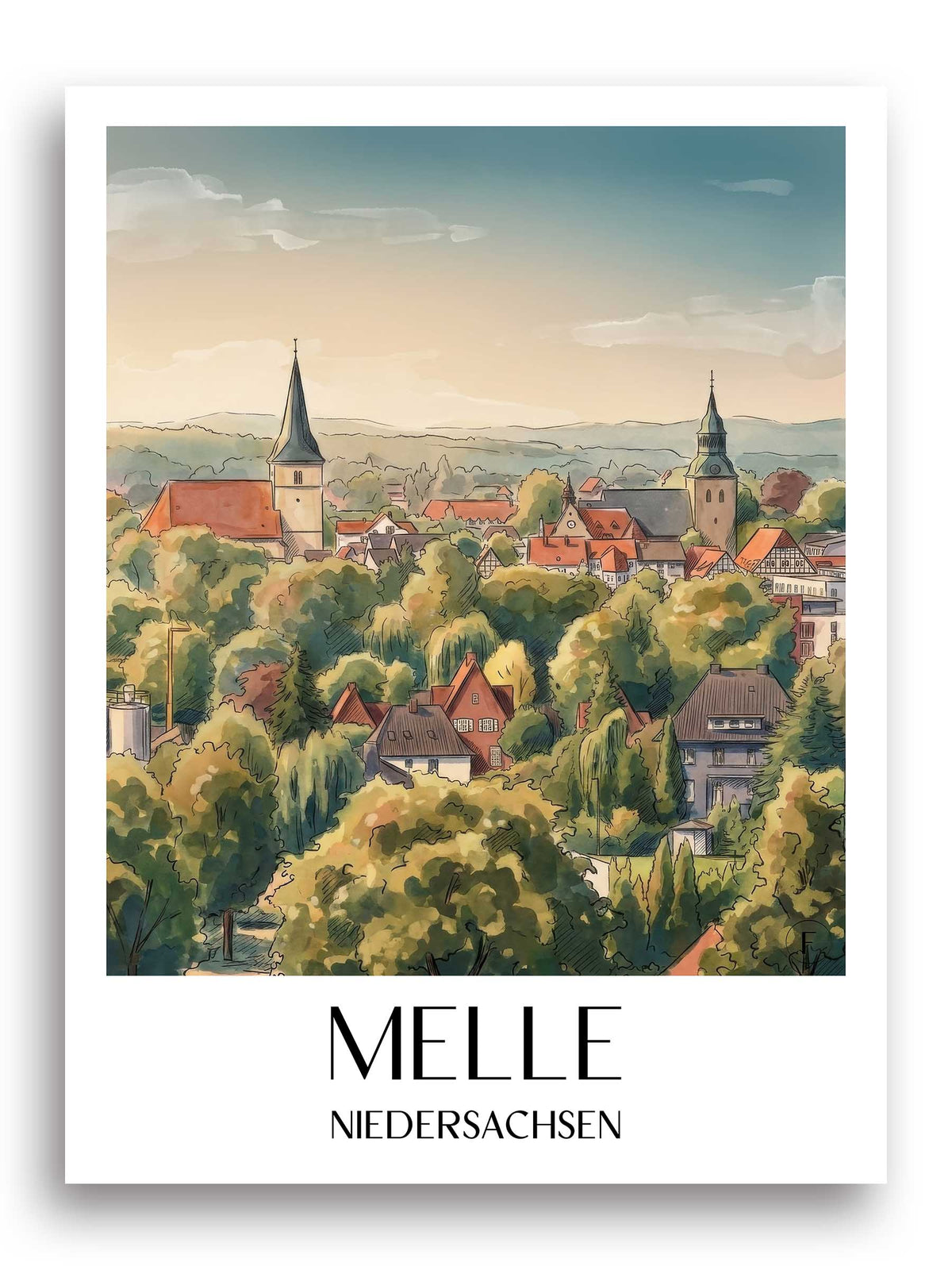 melle-niedersachsen-deutschland-poster-aquarell