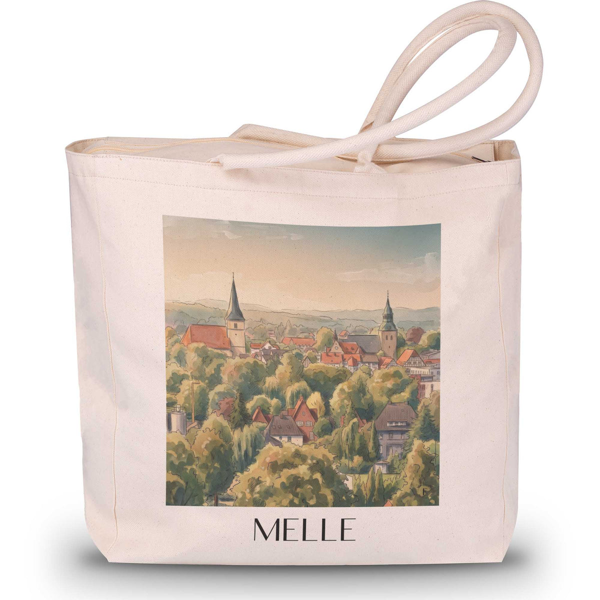 Melle Shopping Tasche - Niedersachsen - Deutschland Tote Bag - Einkaufstasche im Aquarell Stil - favplace