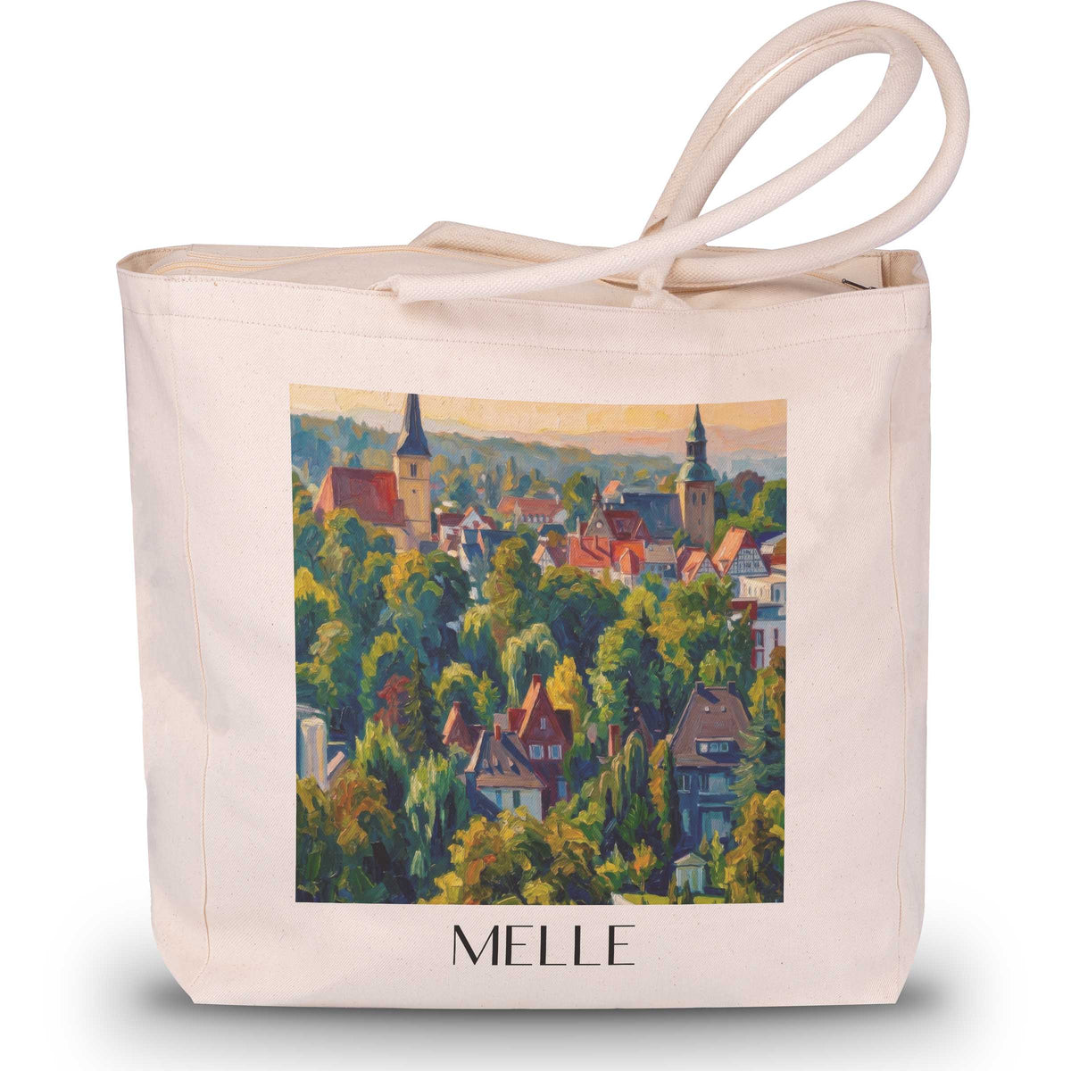 Melle Shopping Tasche - Niedersachsen - Deutschland Tote Bag - Einkaufstasche im Ölgemälde Stil - favplace