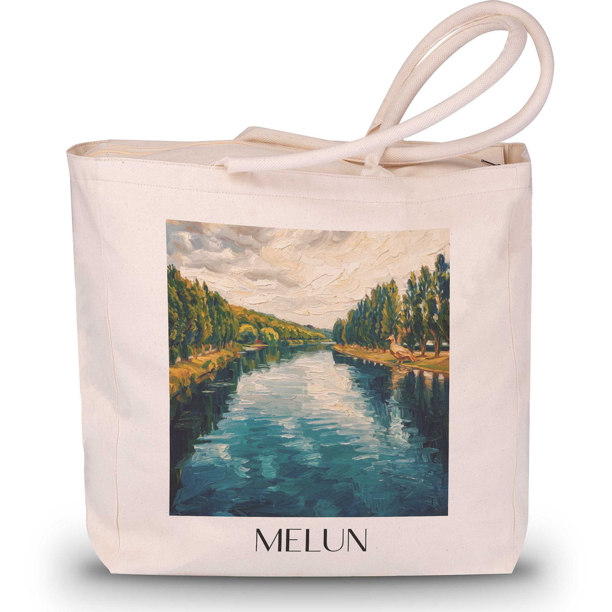 Melun Shopping Tasche - Seine-et-Marne - Frankreich Tote Bag - Einkaufstasche im Ölgemälde Stil - favplace