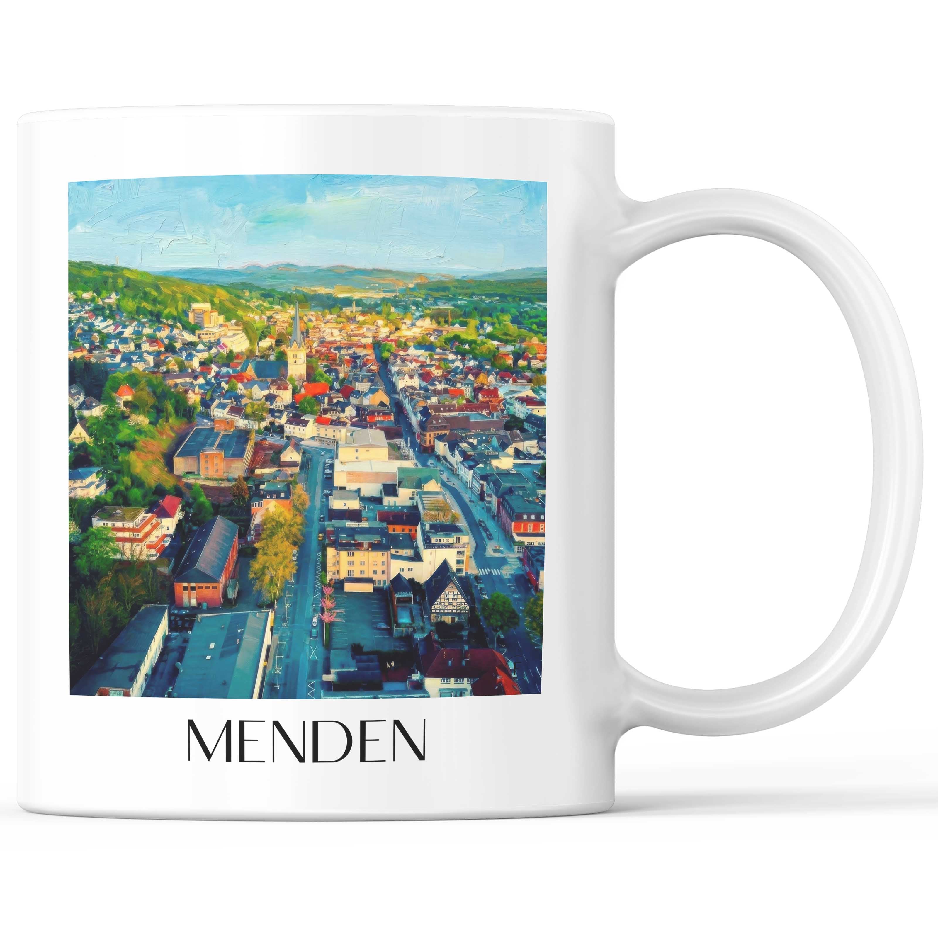 Menden Kaffeebecher - Sauerland - Deutschland Becher - Kaffeetasse im Ölgemälde Stil - favplace