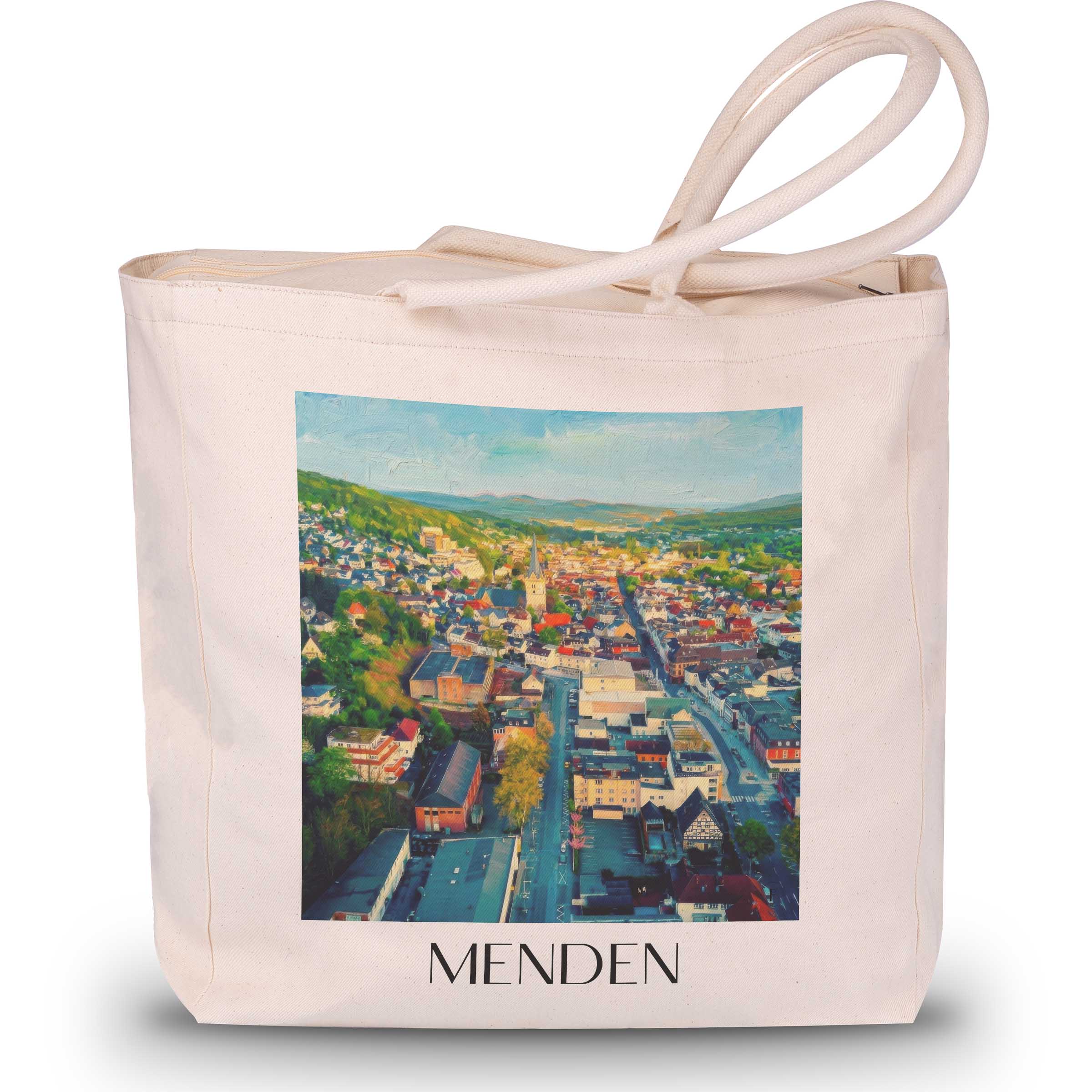 Menden Shopping Tasche - Sauerland - Deutschland Tote Bag - Einkaufstasche im Ölgemälde Stil - favplace