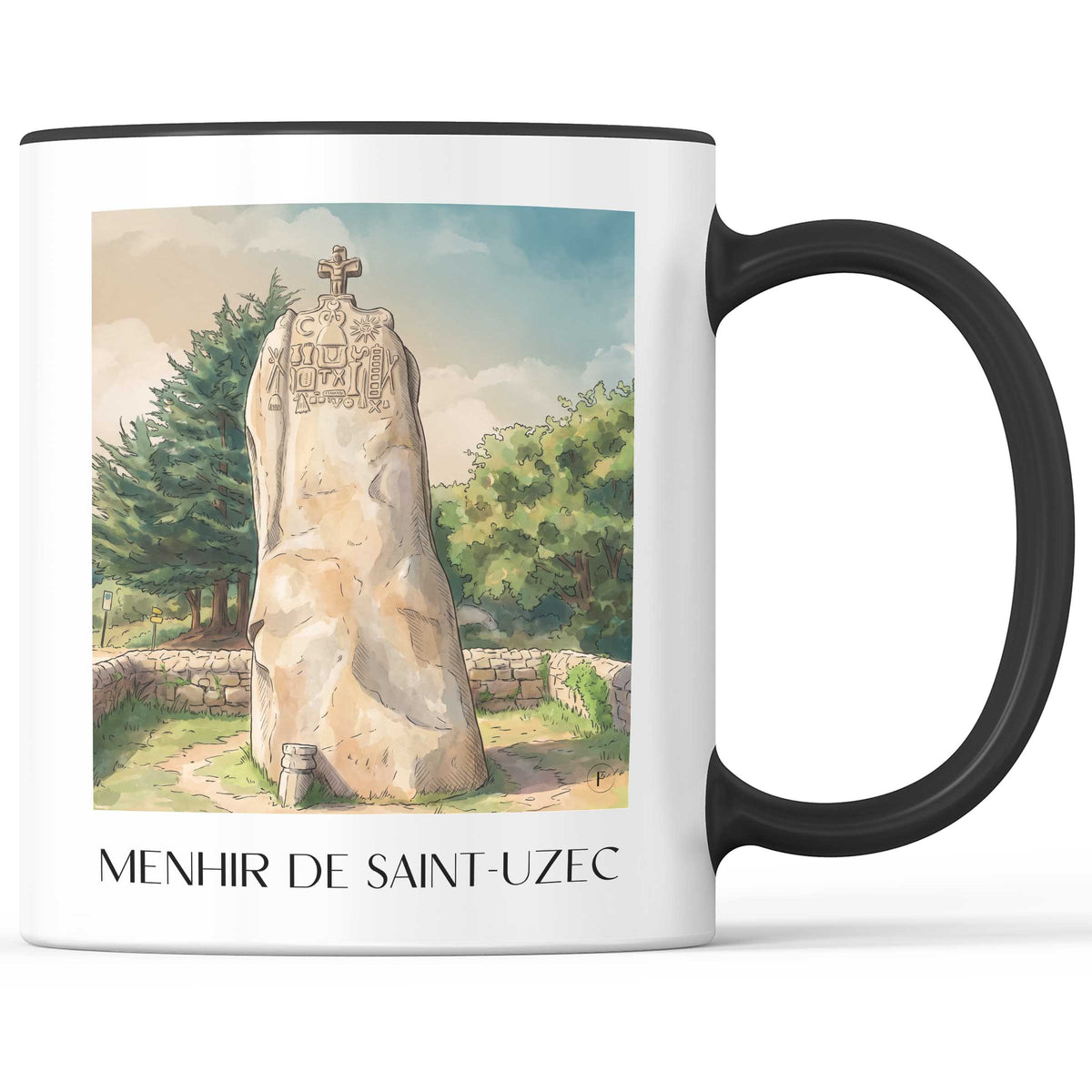 menhir-de-saint-uzec-pleumeur-bodou-frankreich-kaffeebecher-aquarell
