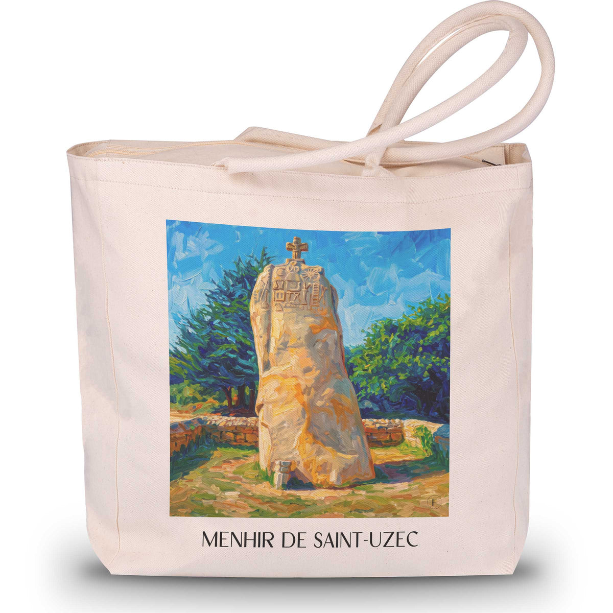 menhir-de-saint-uzec-pleumeur-bodou-frankreich-einkaufstasche-oil-painting-oelgemaelde
