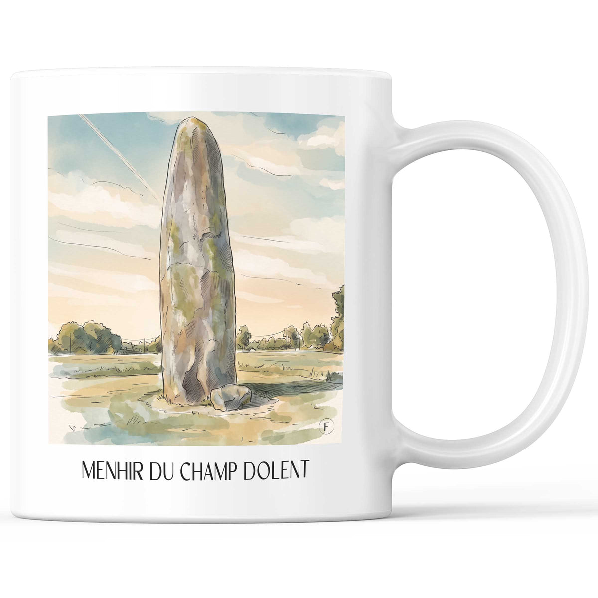 Menhir du Champ Dolent Kaffeebecher - Dol-de-Bretagne - Frankreich Becher - Kaffeetasse im Aquarell Stil - favplace
