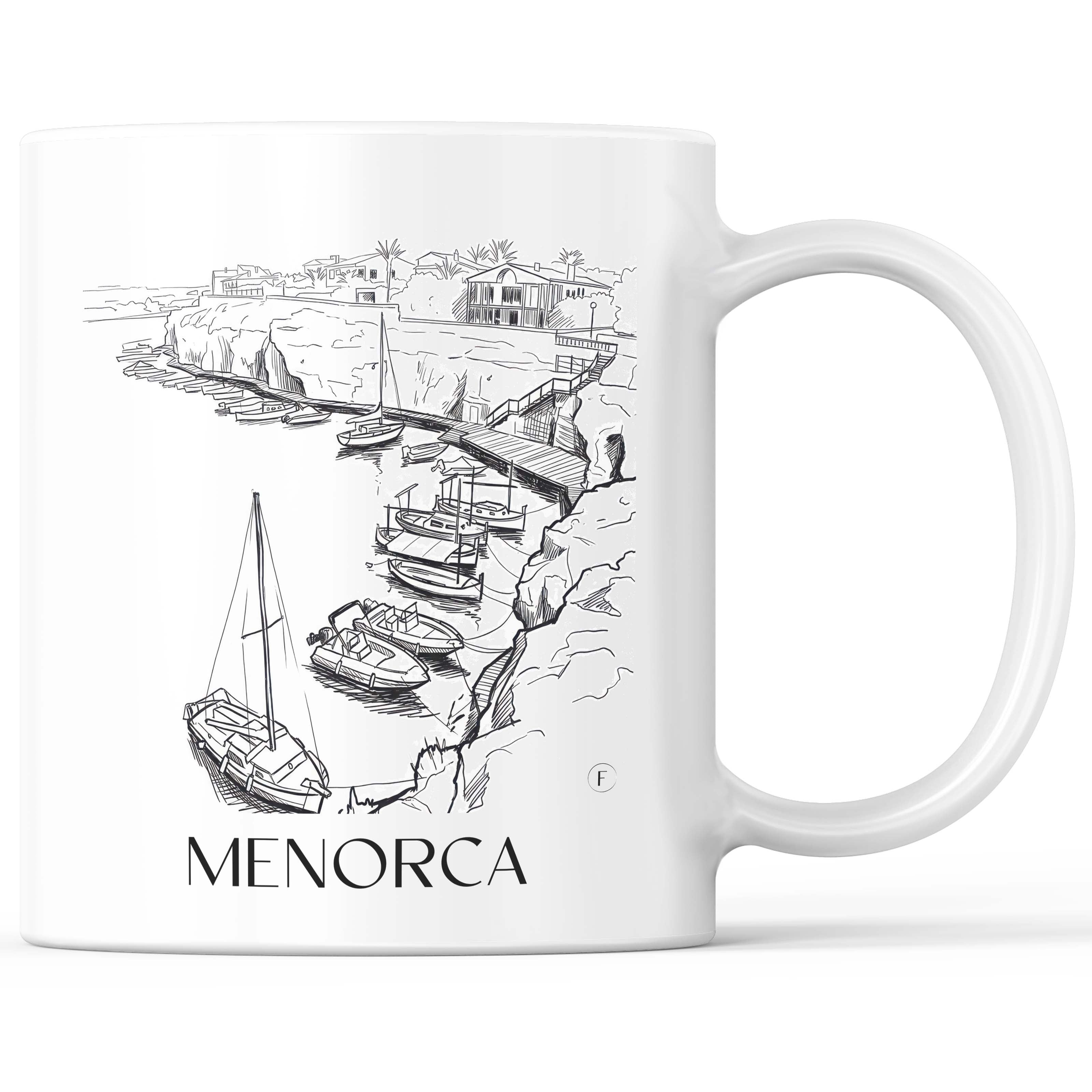Menorca Kaffeebecher - Spanien - Spanien Becher - Kaffeetasse im Skizze Stil - favplace