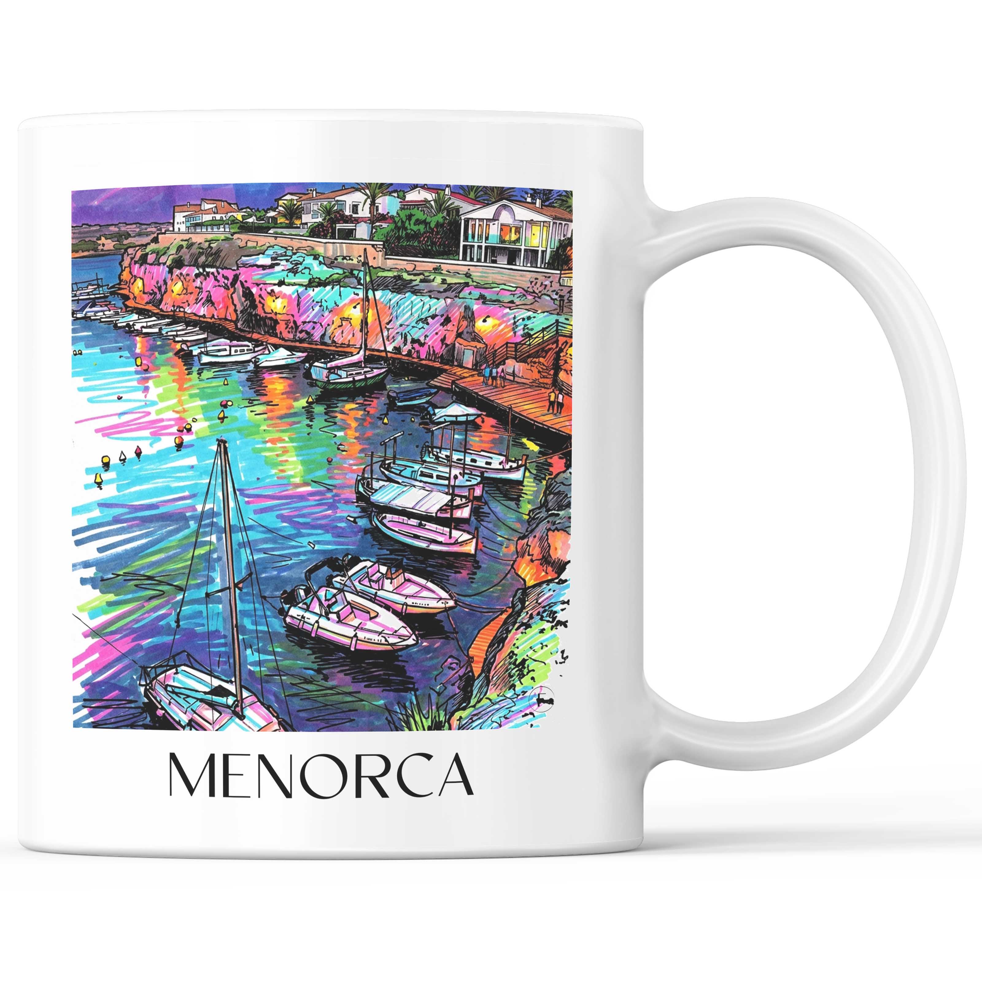 Menorca Kaffeebecher - Spanien - Spanien Becher - Kaffeetasse im Tag Graffiti Stil - favplace