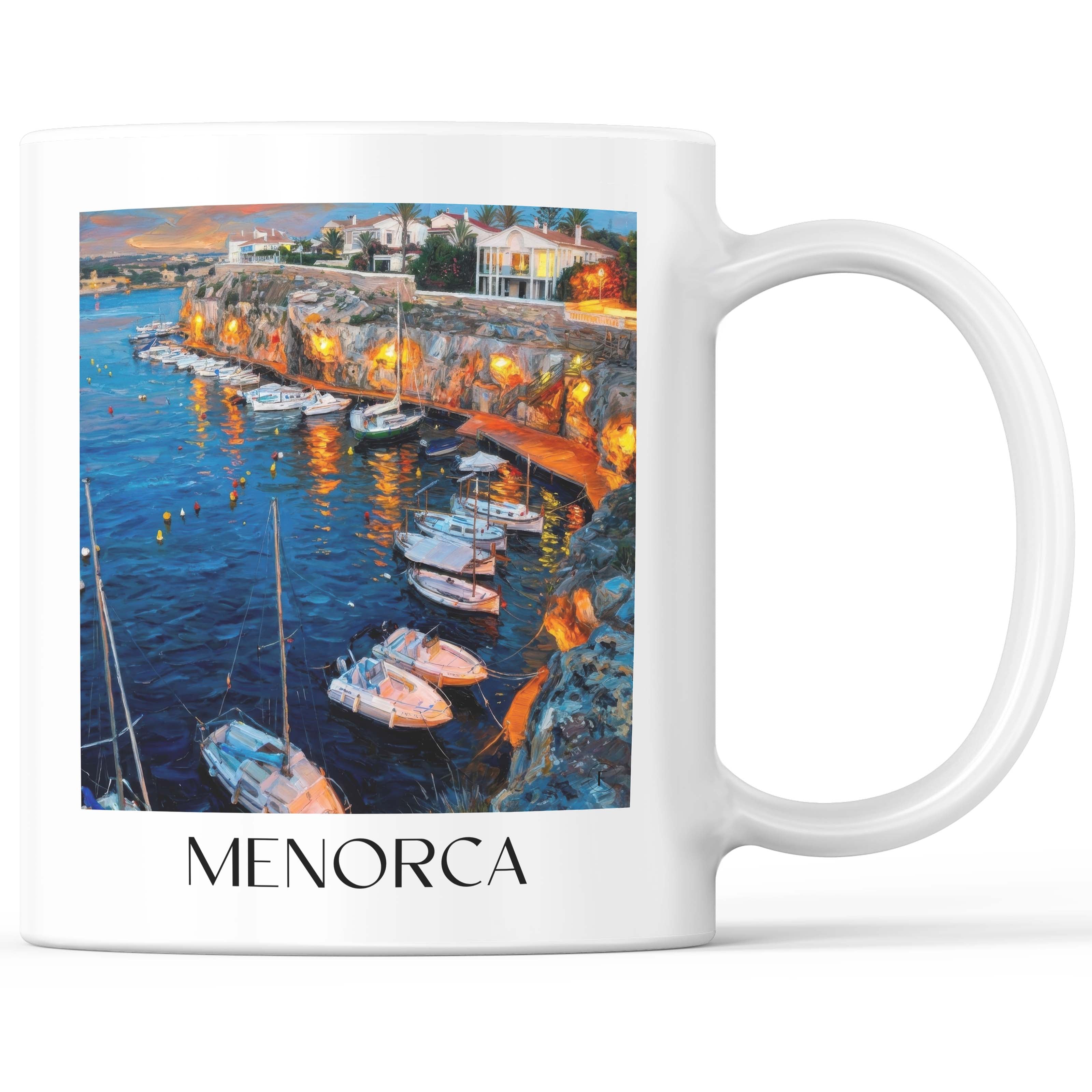 Menorca Kaffeebecher - Spanien - Spanien Becher - Kaffeetasse im Ölgemälde Stil - favplace