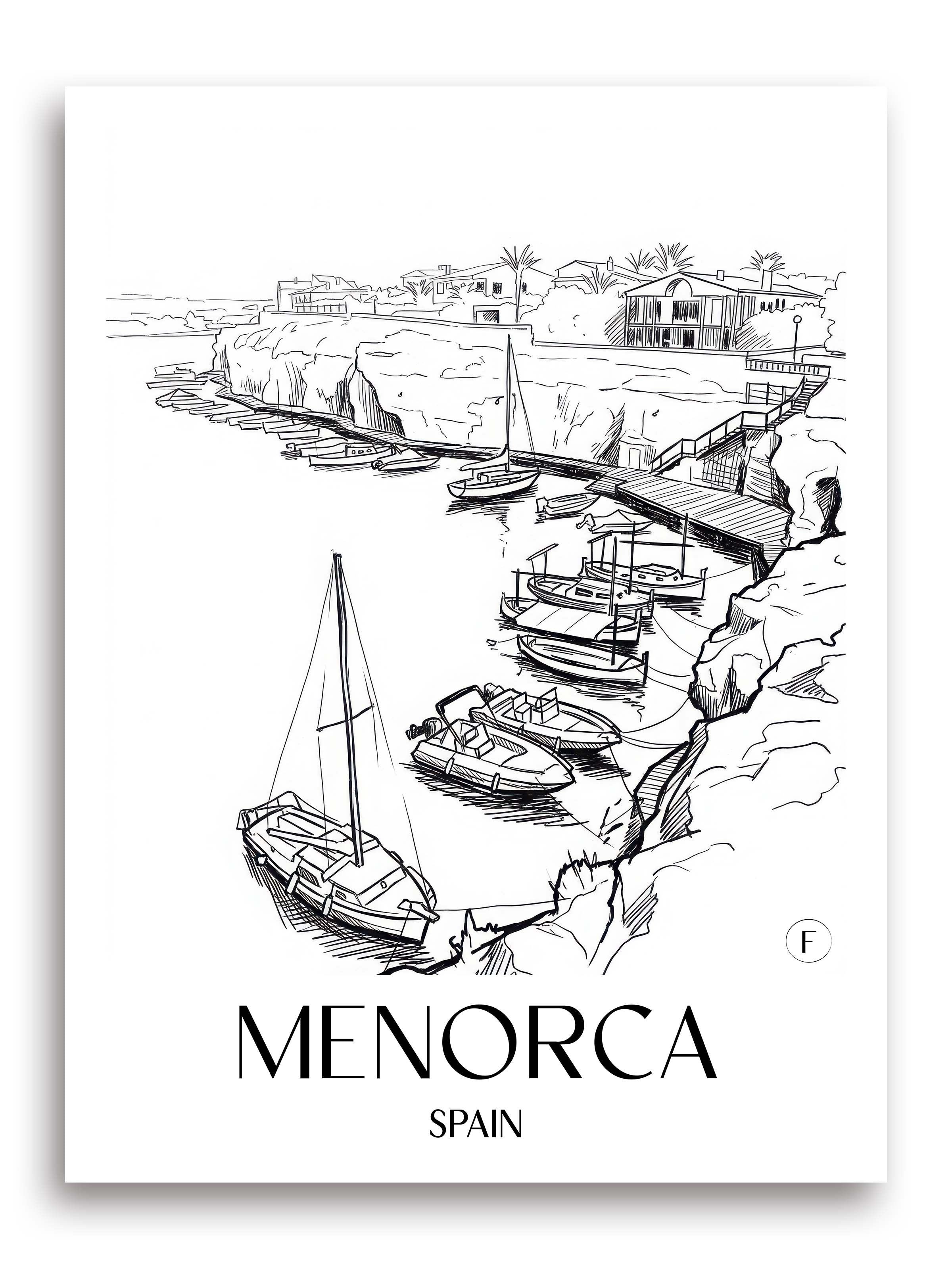 Menorca Poster - Spanien - Spanien und Spanien Kunstdruck - Skizze von A4 bis A1 - favplace