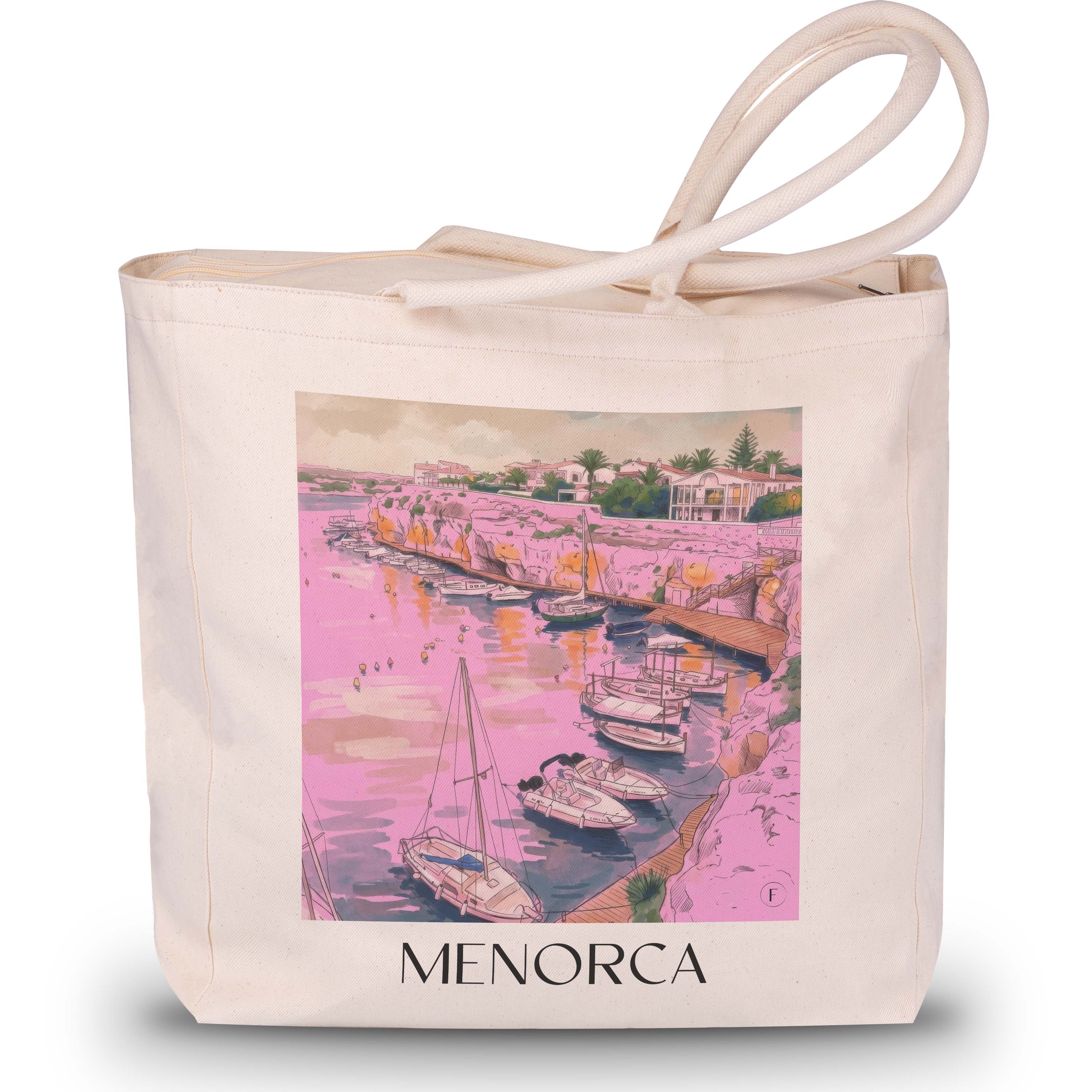 menorca--spanien-spanien-einkaufstasche-aquarell-pink-rosa