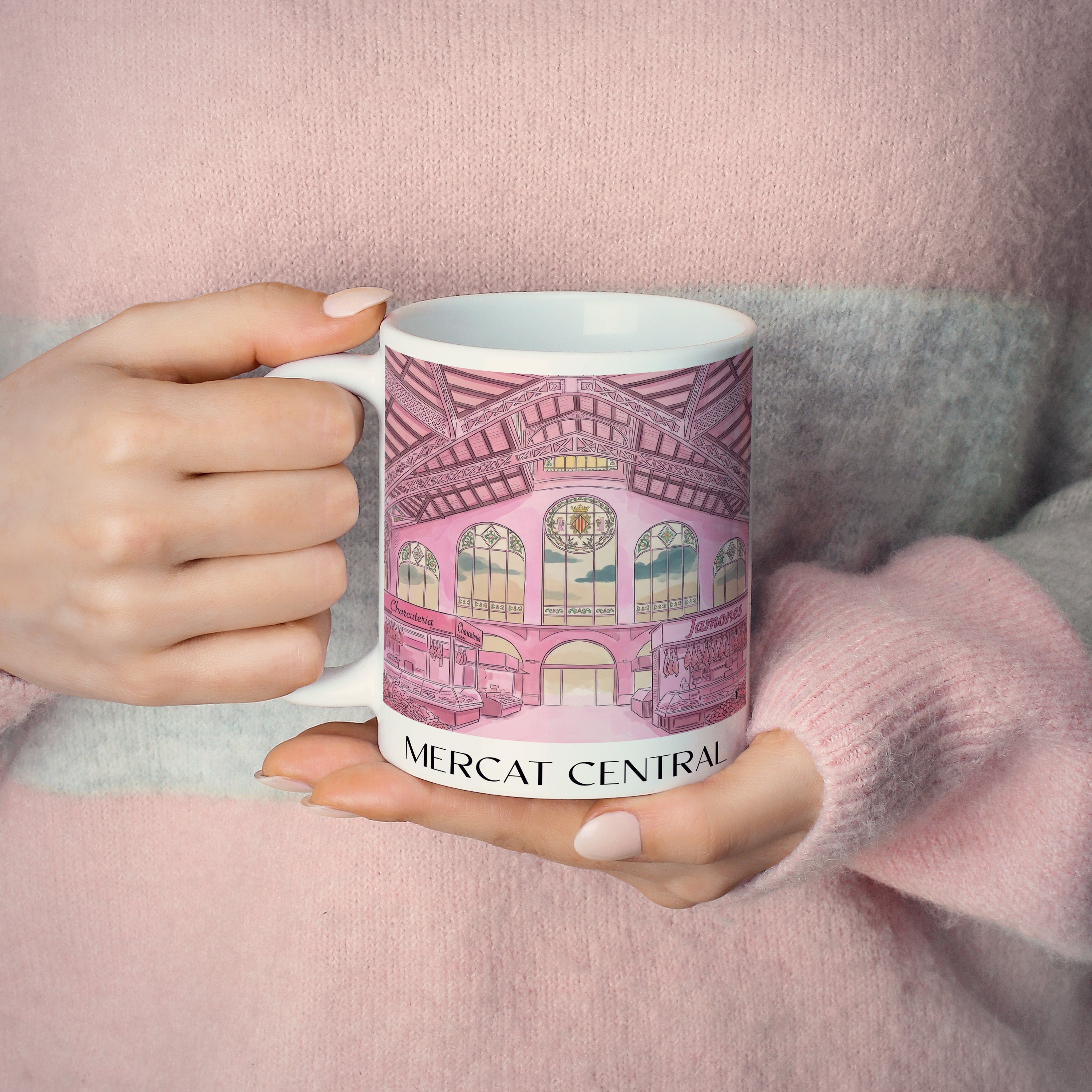 mercat-central-valencia-spanien-kaffeebecher-aquarell-pink-rosa