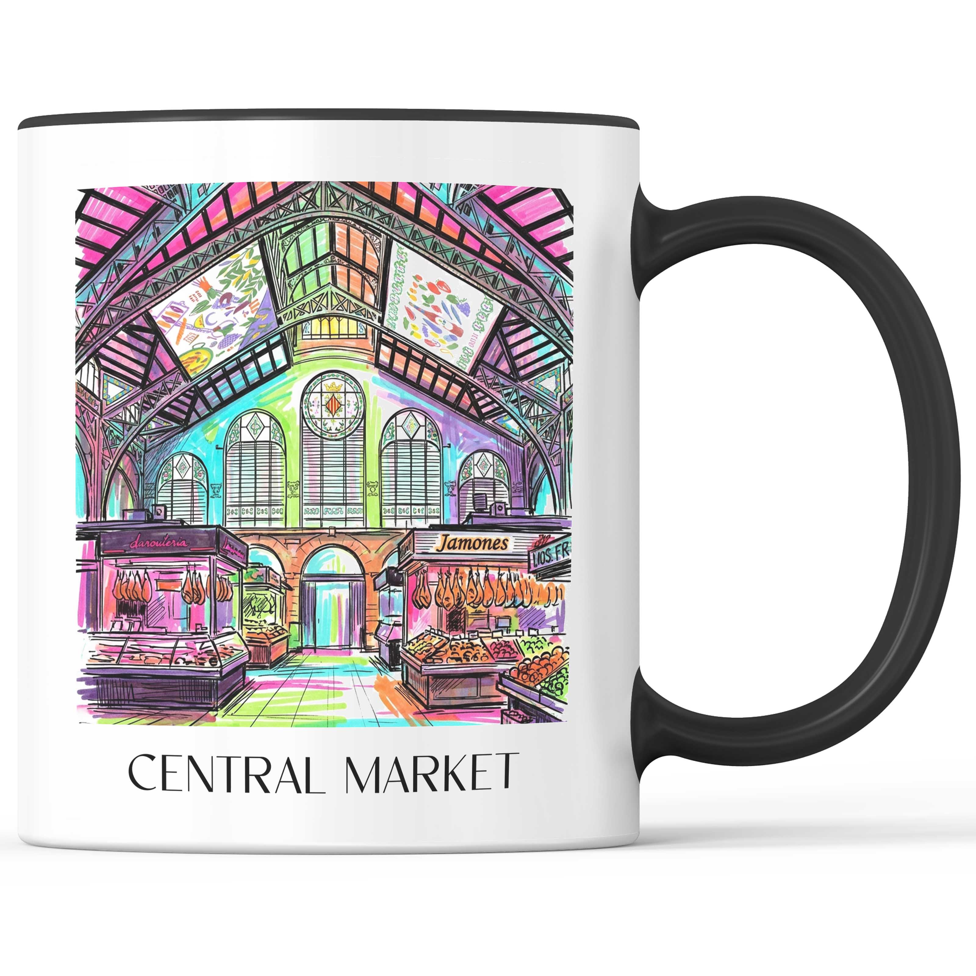Mercat Central Kaffeebecher - Valencia - Spanien Becher - Kaffeetasse im Tag Graffiti Stil - favplace