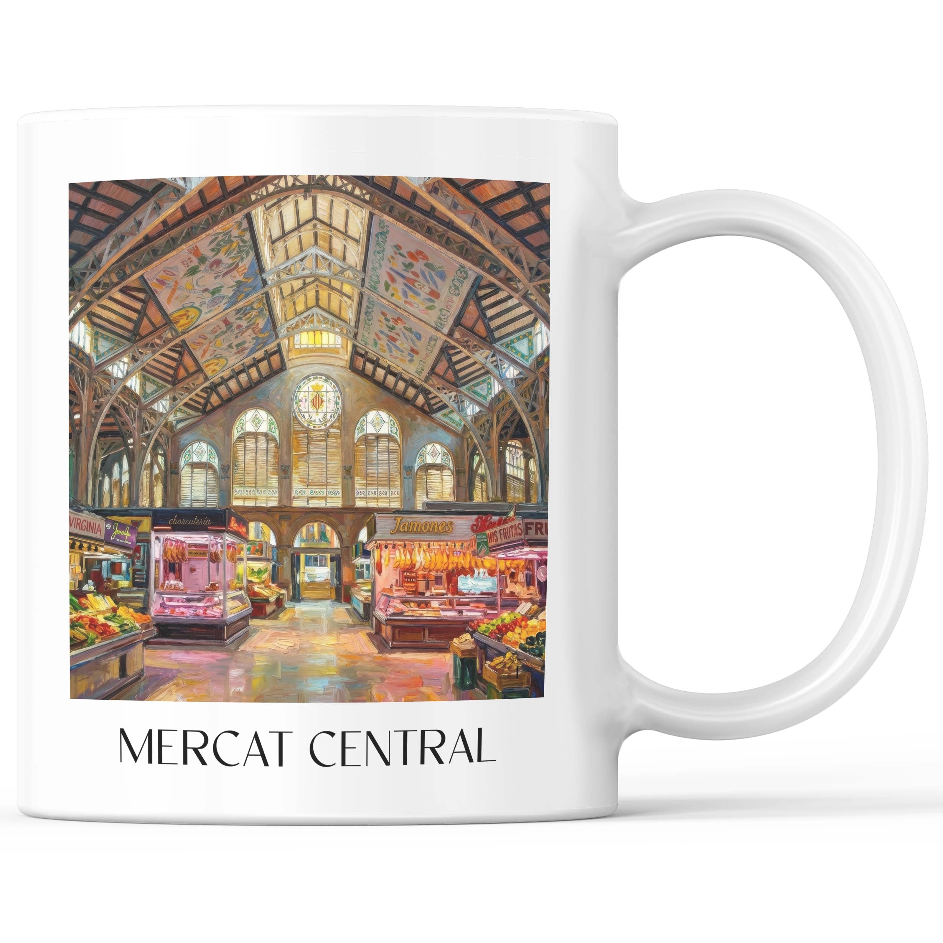 Mercat Central Kaffeebecher - Valencia - Spanien Becher - Kaffeetasse im Ölgemälde Stil - favplace