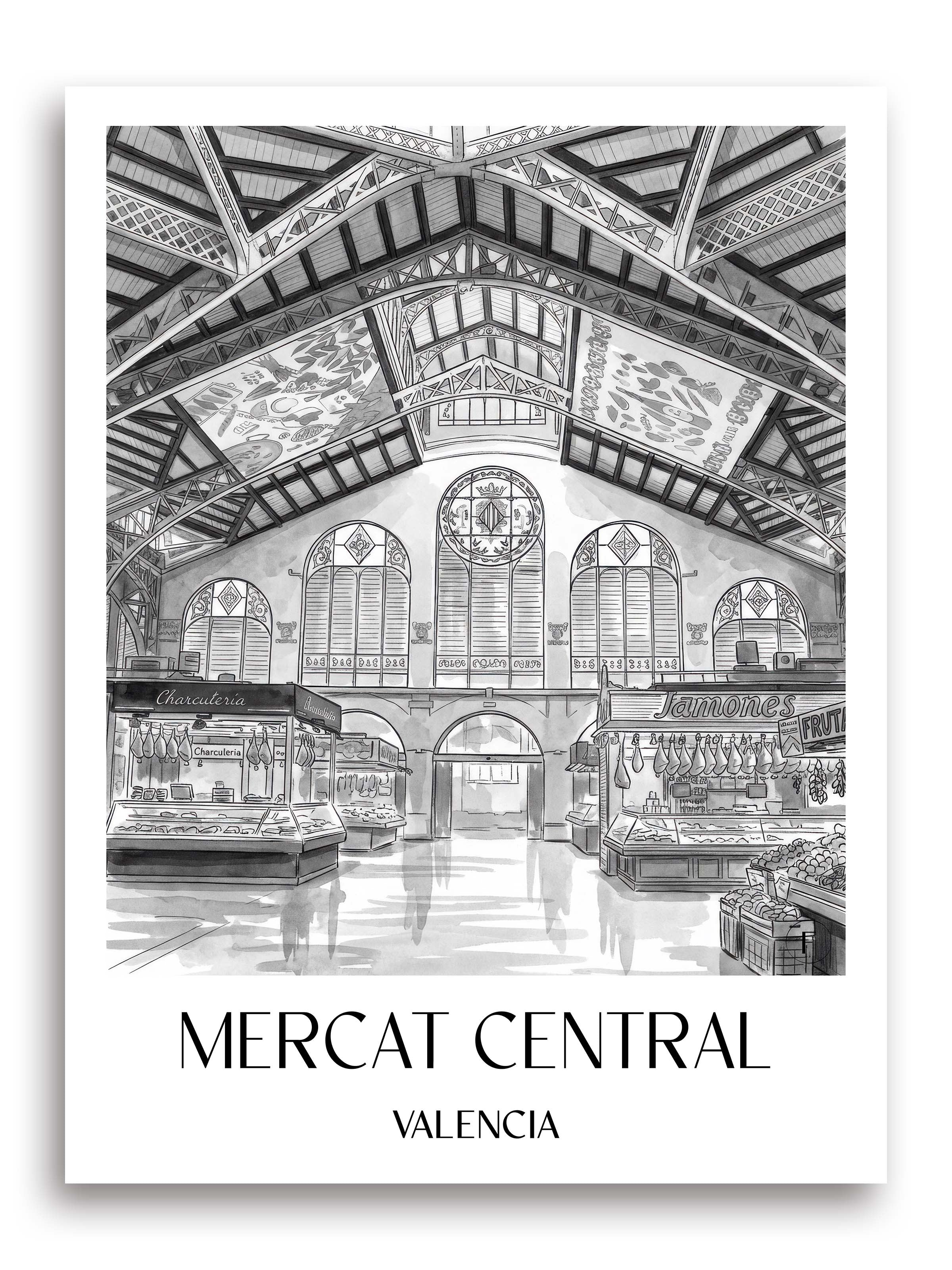 mercat-central-valencia-spanien-poster-aquarell-schwarz-weiss