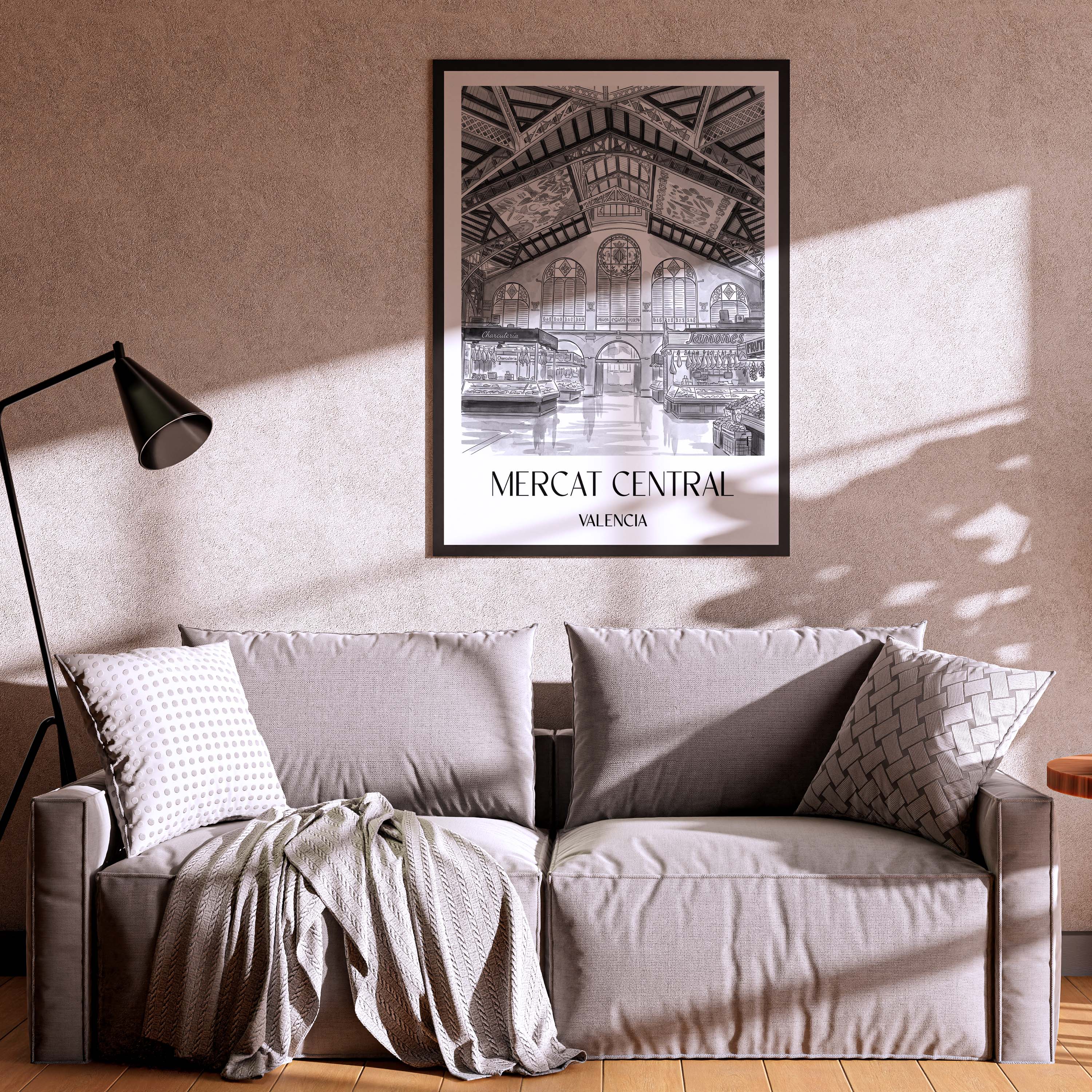 mercat-central-valencia-spanien-poster-aquarell-schwarz-weiss