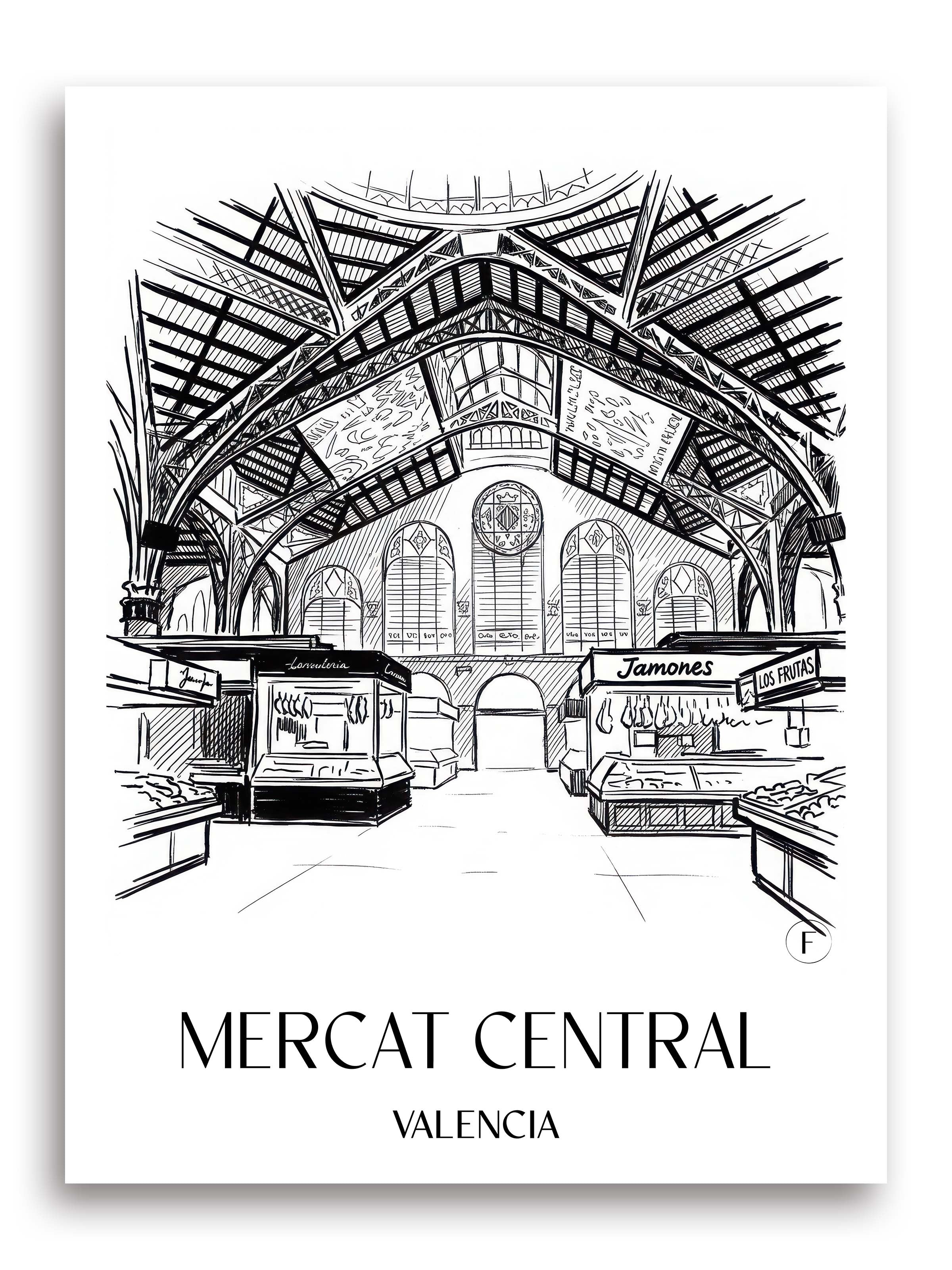 mercat-central-valencia-spanien-poster-skizze