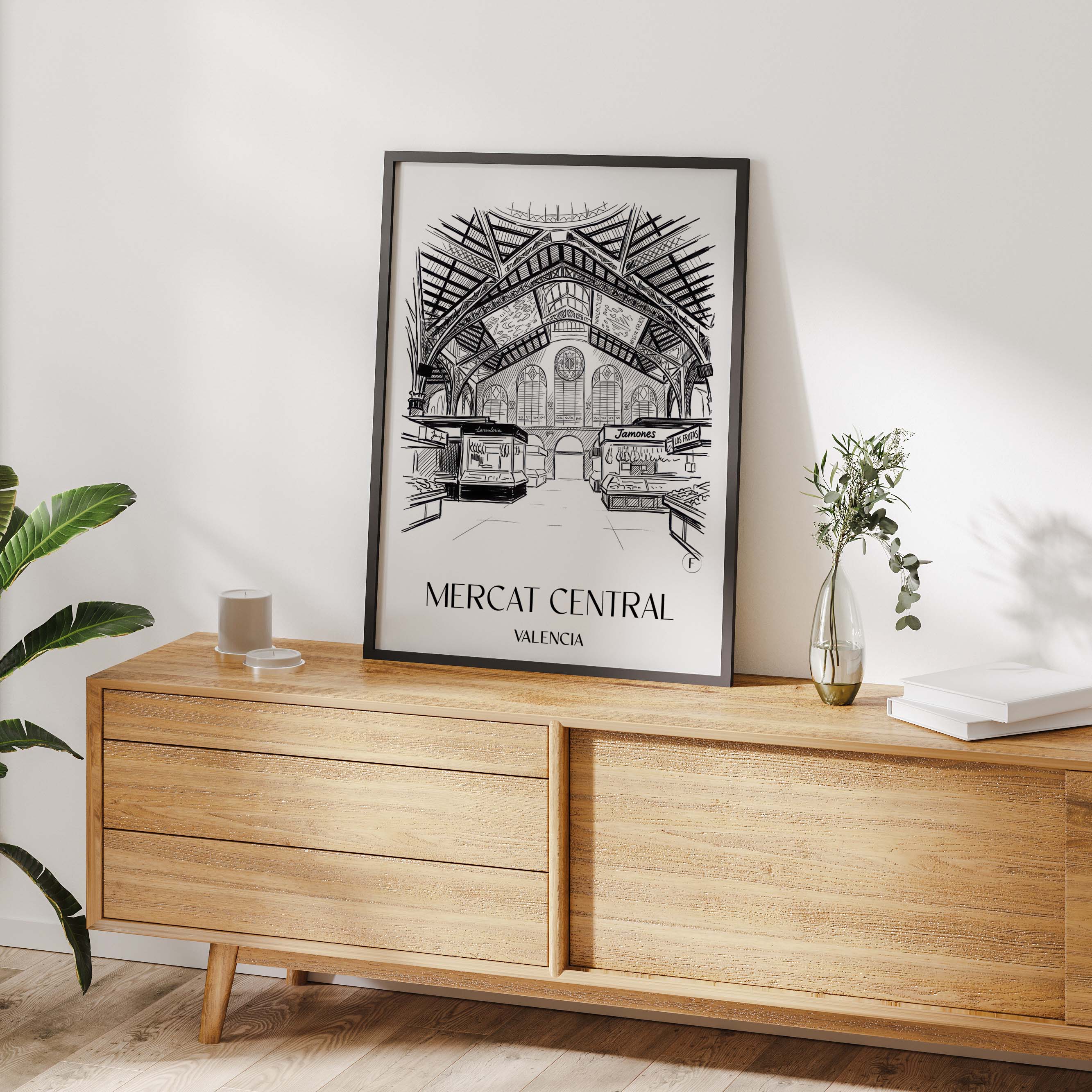 mercat-central-valencia-spanien-poster-skizze