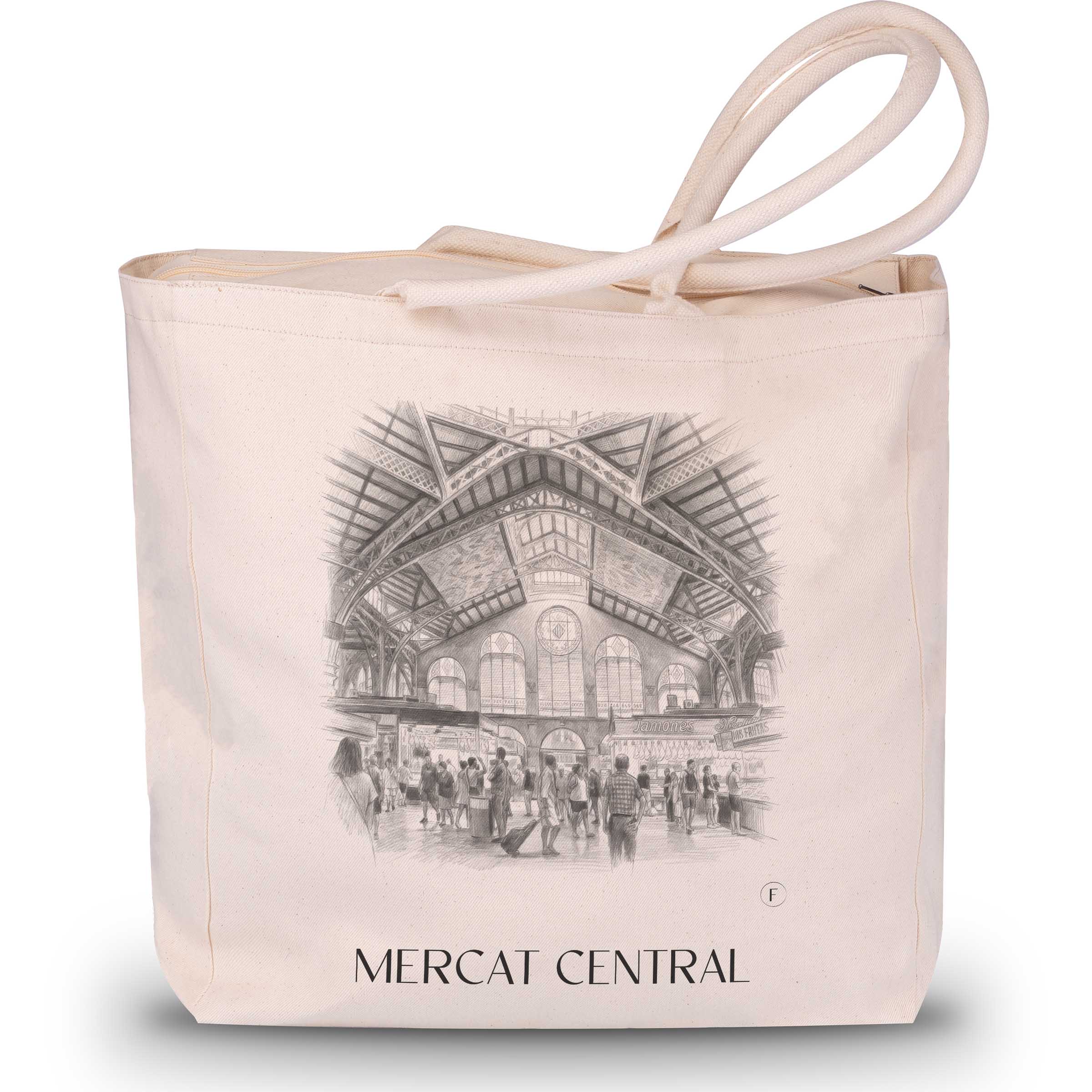 Mercat Central Shopping Tasche - Valencia - Spanien Tote Bag - Einkaufstasche im Zeichnung Stil
