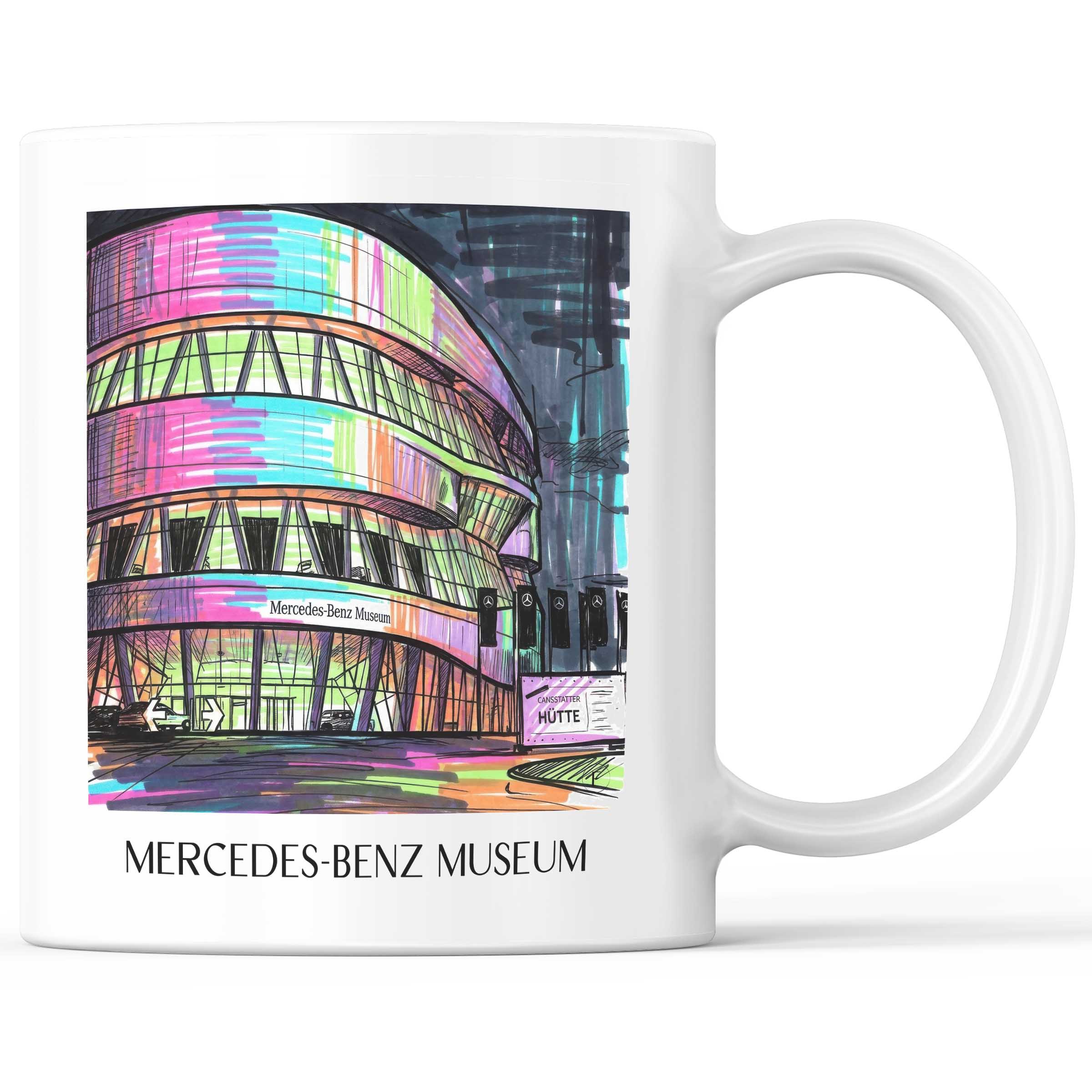 Mercedes-Benz Museum Kaffeebecher - Stuttgart - Deutschland Becher - Kaffeetasse im Tag Graffiti Stil