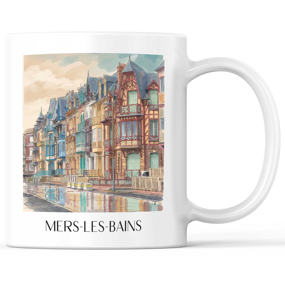 Mers-les-Bains Kaffeebecher - Côte Picarde - Frankreich Becher - Kaffeetasse im Aquarell Stil - favplace