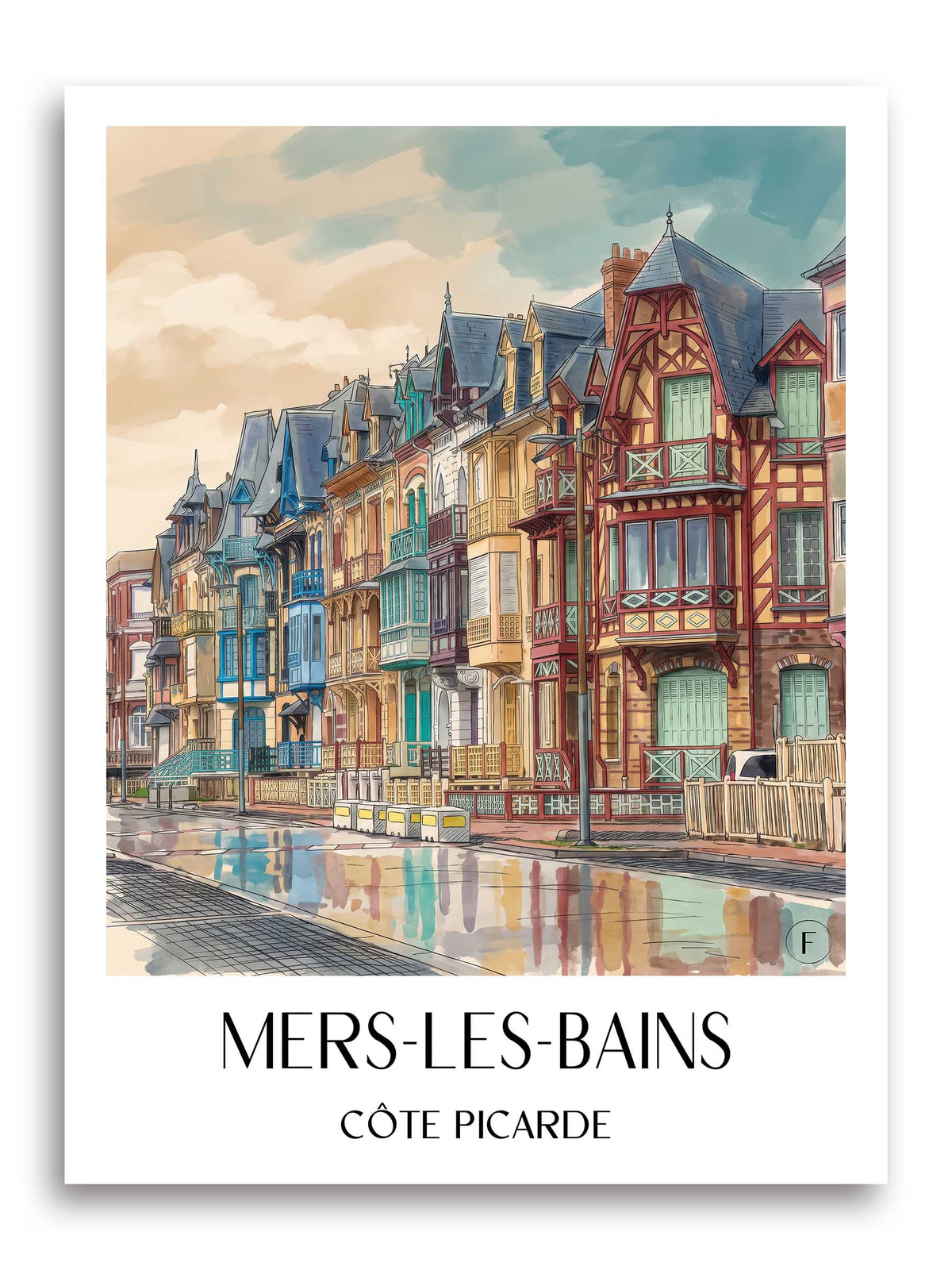 mers-les-bains-côte-picarde-frankreich-poster-aquarell