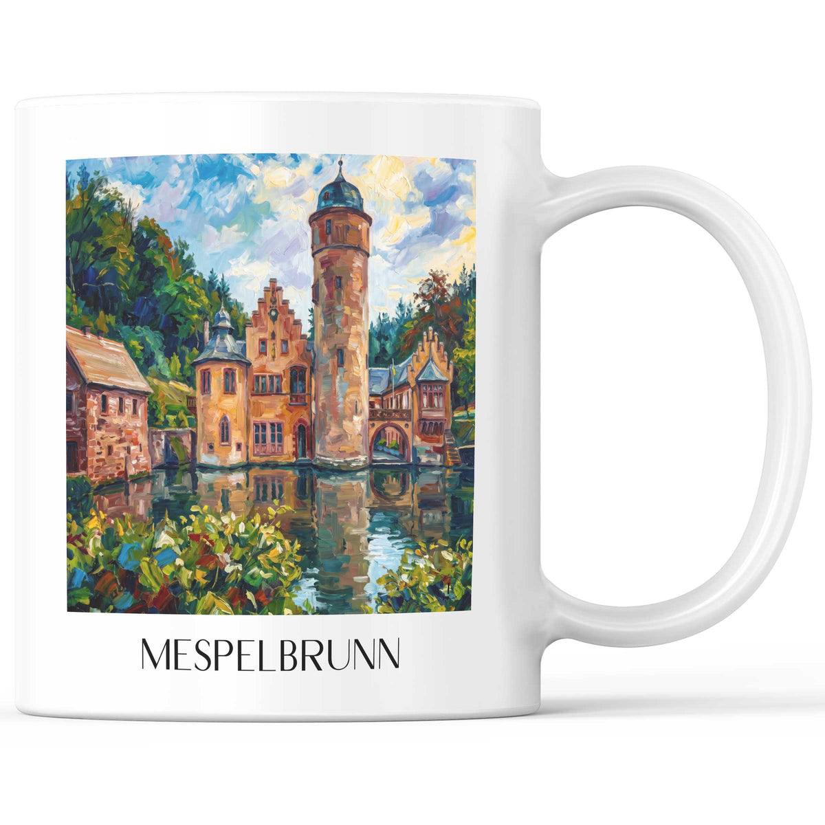 Mespelbrunn Kaffeebecher - Spessart - Deutschland Becher - Kaffeetasse im Ölgemälde Stil