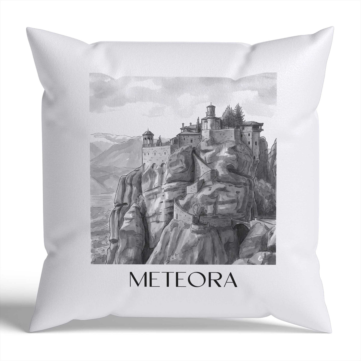 meteora-griechenland-griechenland-kissenbezug-aquarell-schwarz-weiss