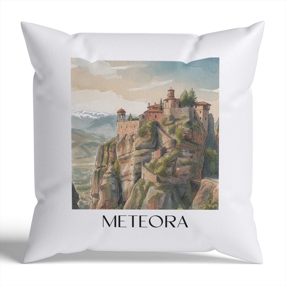 meteora-griechenland-griechenland-kissenbezug-aquarell