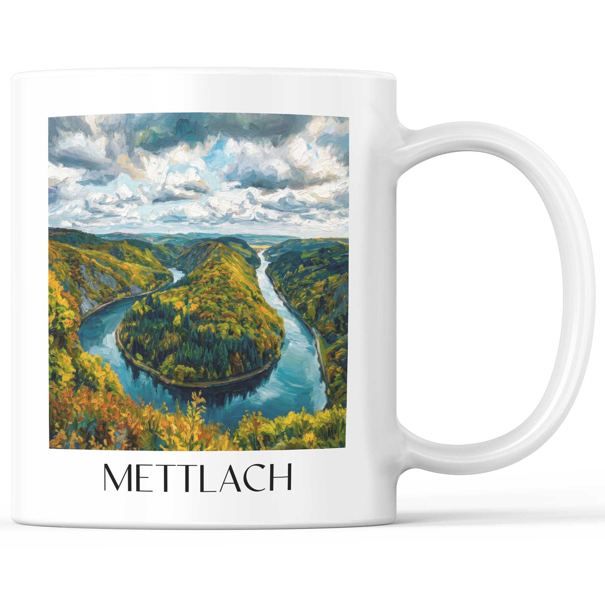 Mettlach Kaffeebecher - Saartal - Deutschland Becher - Kaffeetasse im Ölgemälde Stil - favplace
