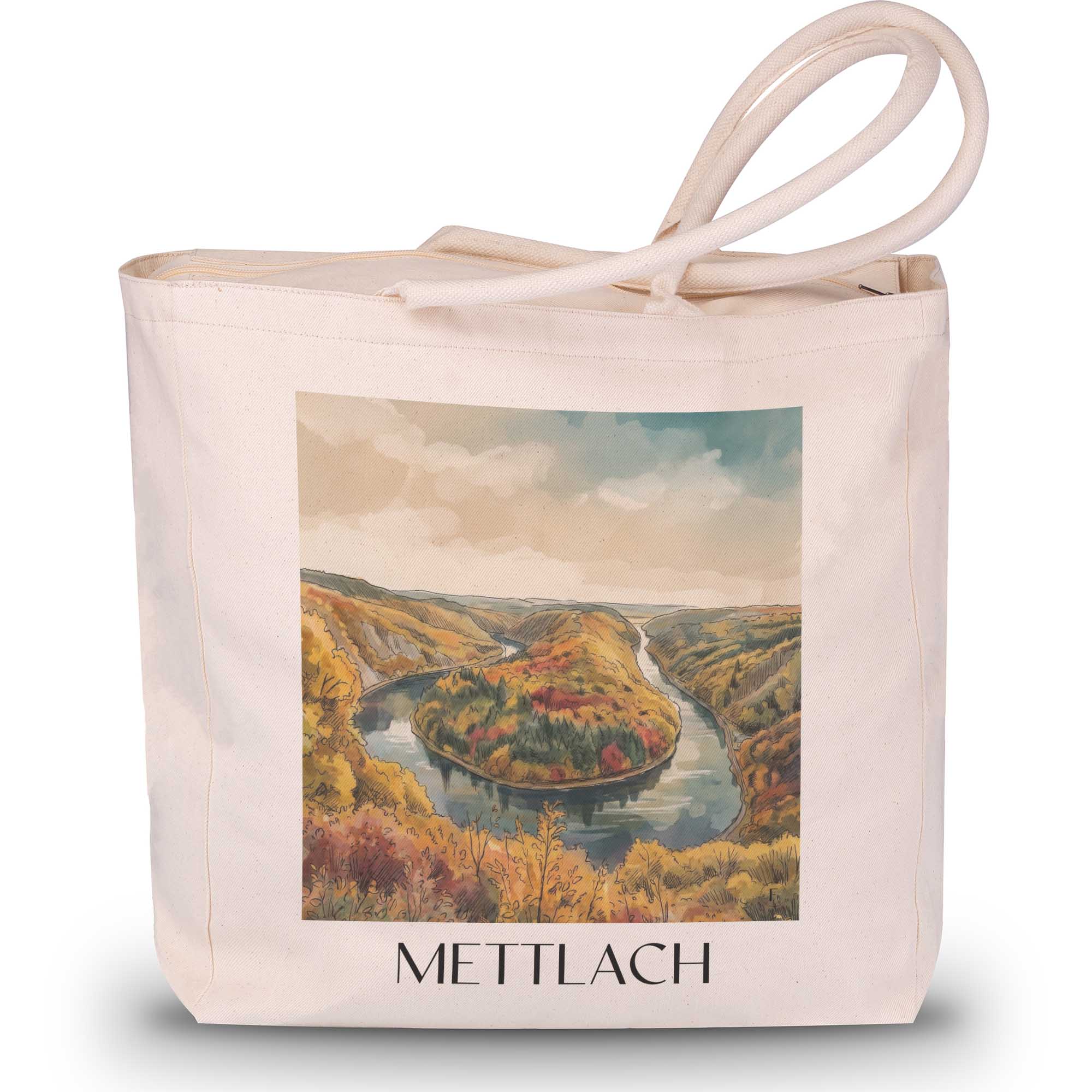 Mettlach Shopping Tasche - Saartal - Deutschland Tote Bag - Einkaufstasche im Aquarell Stil - favplace