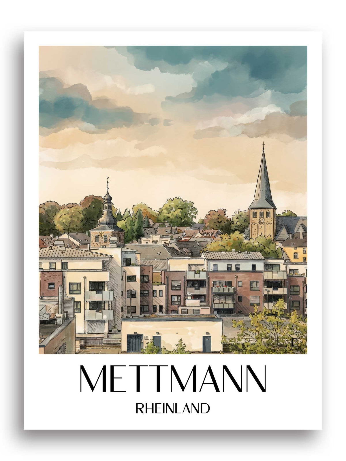 mettmann-rheinland-deutschland-poster-aquarell