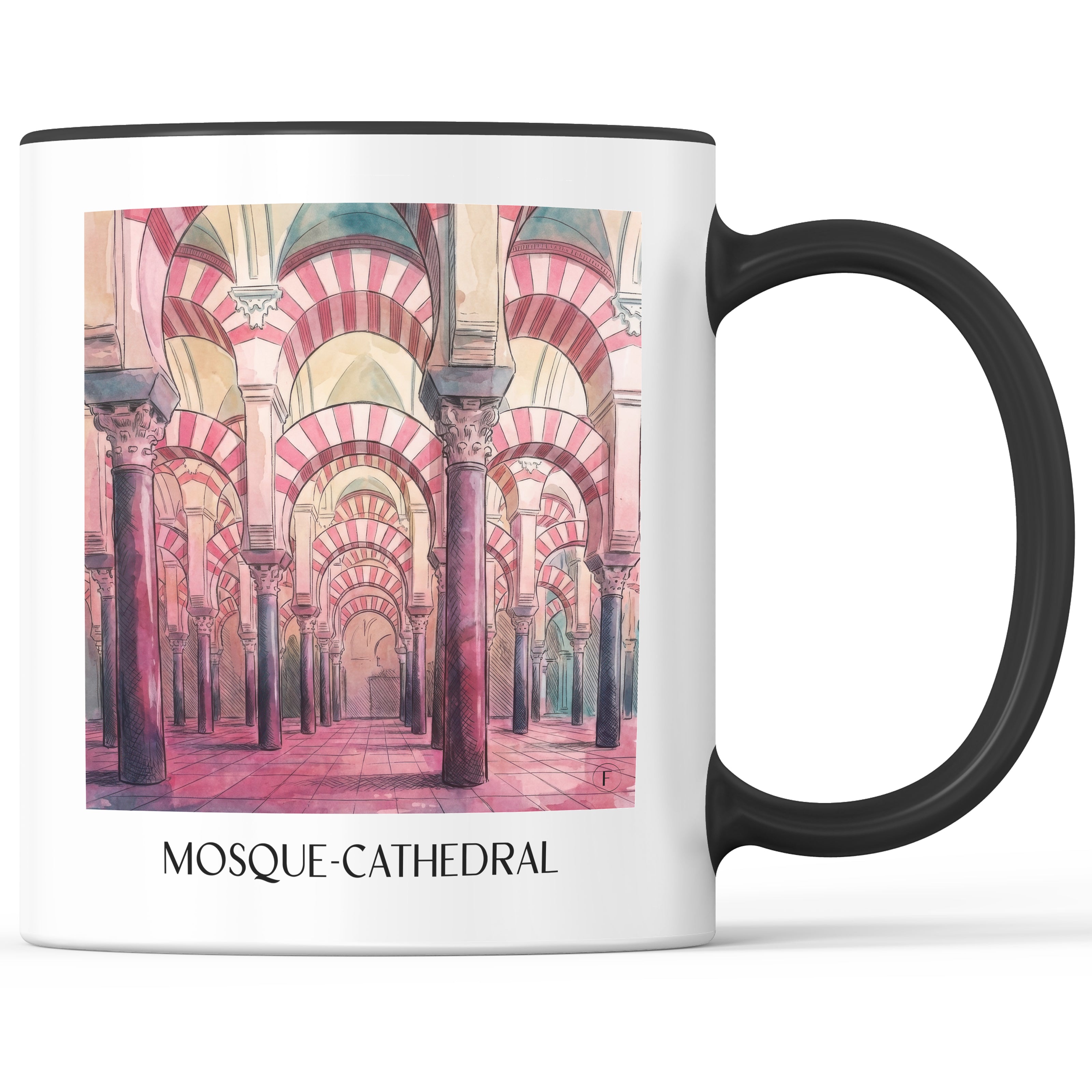 Mezquita Kaffeebecher - Córdoba - Spanien Becher - Kaffeetasse im Aquarell Pink Stil - favplace