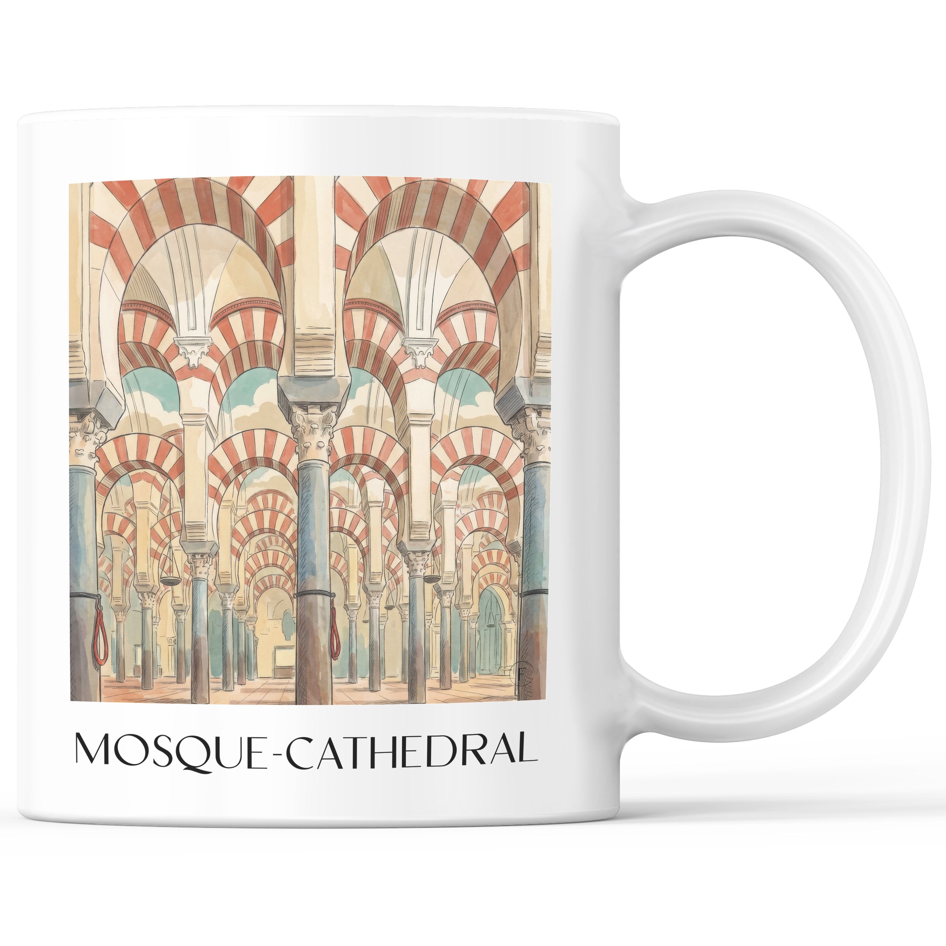 Mezquita Kaffeebecher - Córdoba - Spanien Becher - Kaffeetasse im Aquarell Stil - favplace