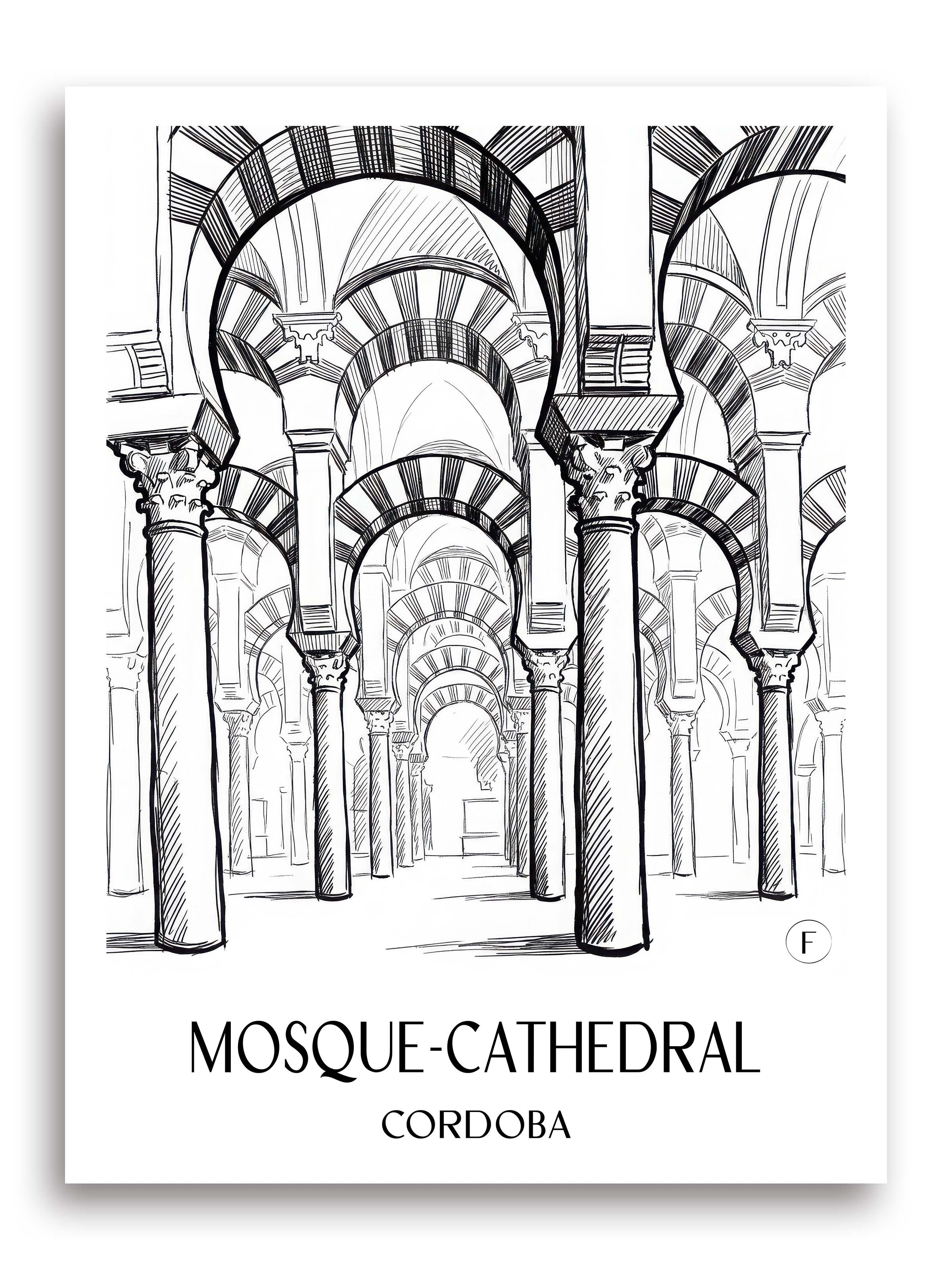 Mezquita Poster - Córdoba - Spanien Kunstdruck - Skizze von A4 bis A1 - favplace