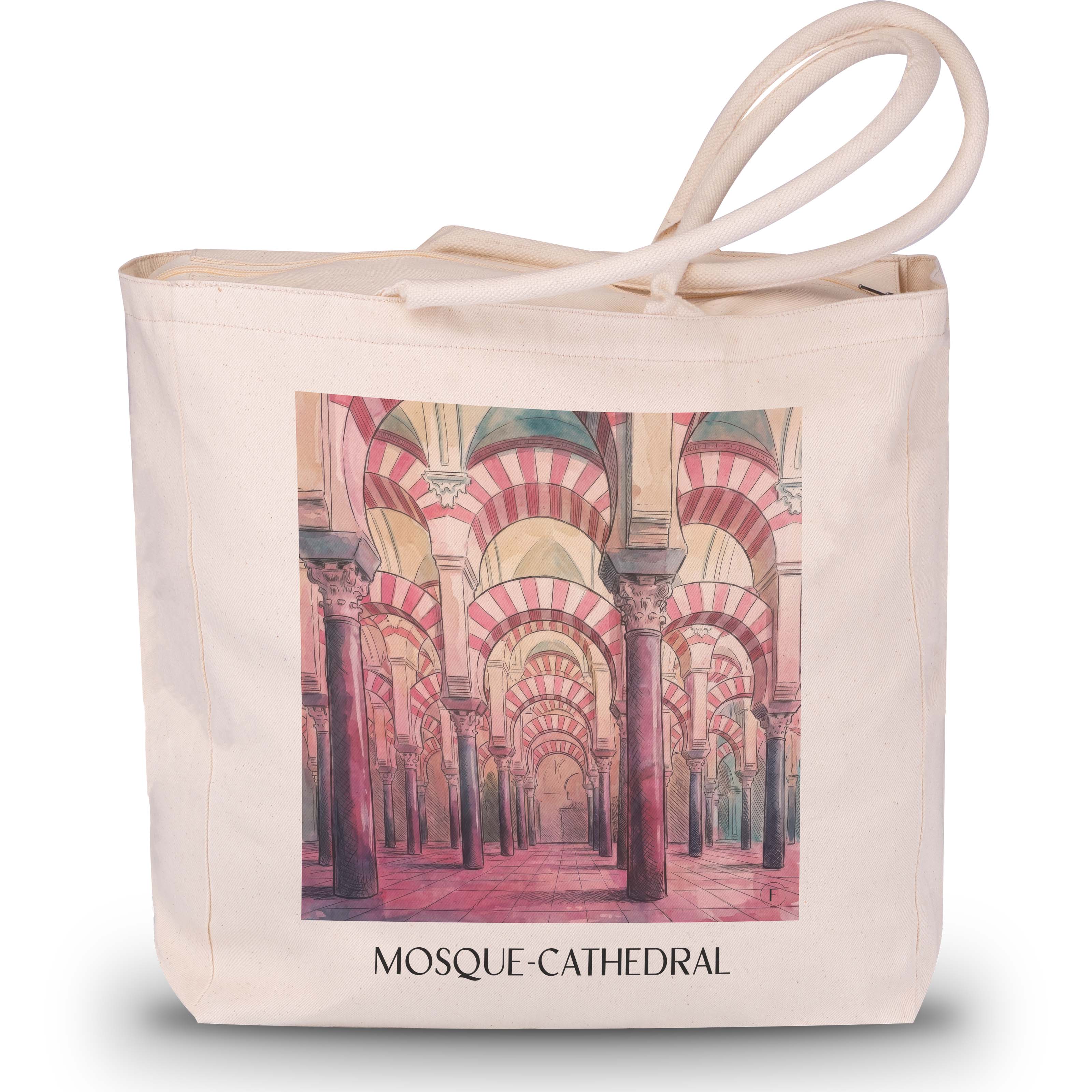 Mezquita Shopping Tasche - Córdoba - Spanien Tote Bag - Einkaufstasche im Aquarell Pink Stil - favplace
