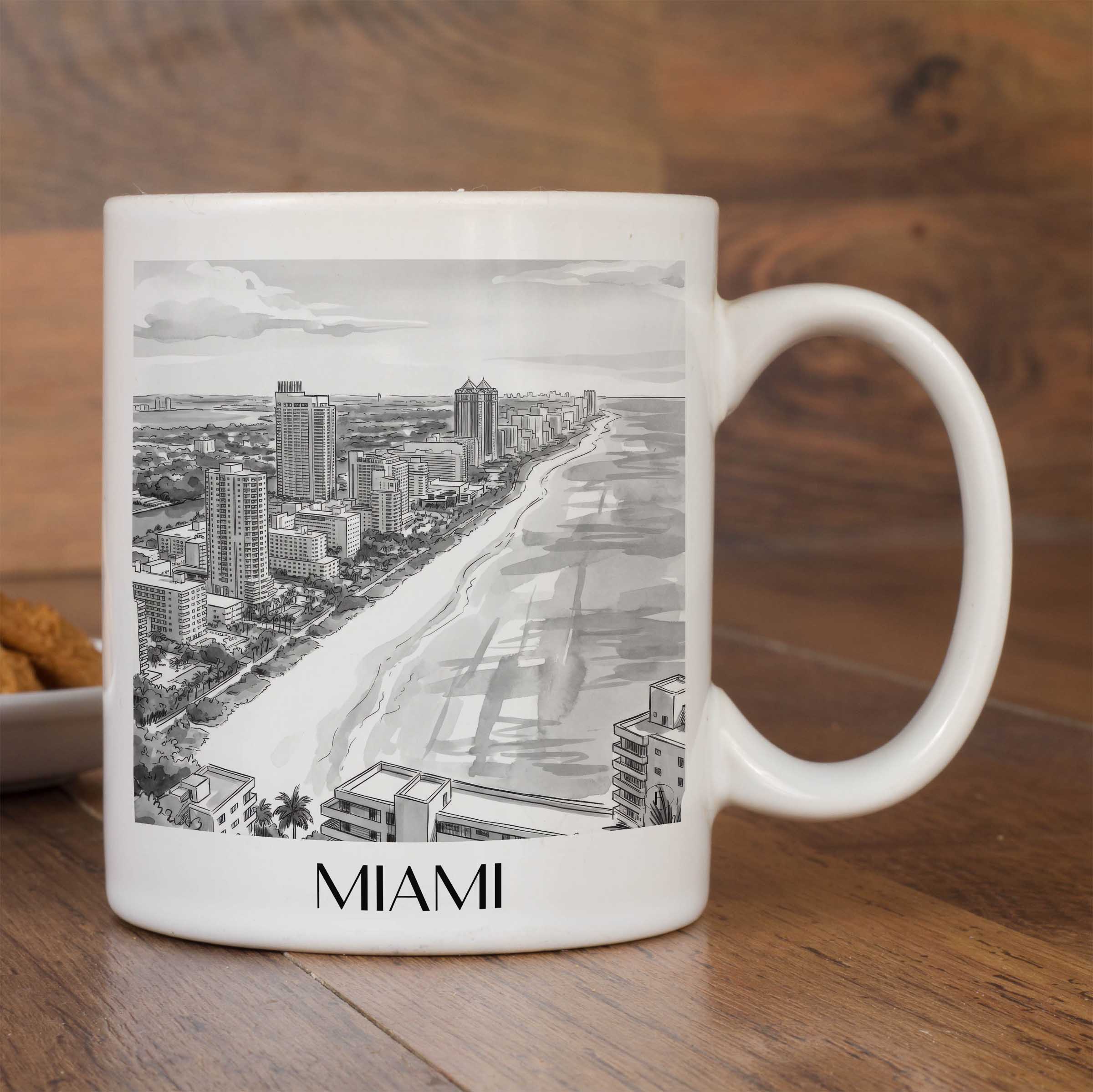 miami-usa-kaffeebecher-aquarell-schwarz-weiss