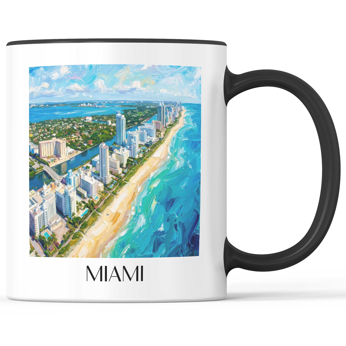 Miami - USA Becher - Kaffeetasse im Ölgemälde Stil - favplace