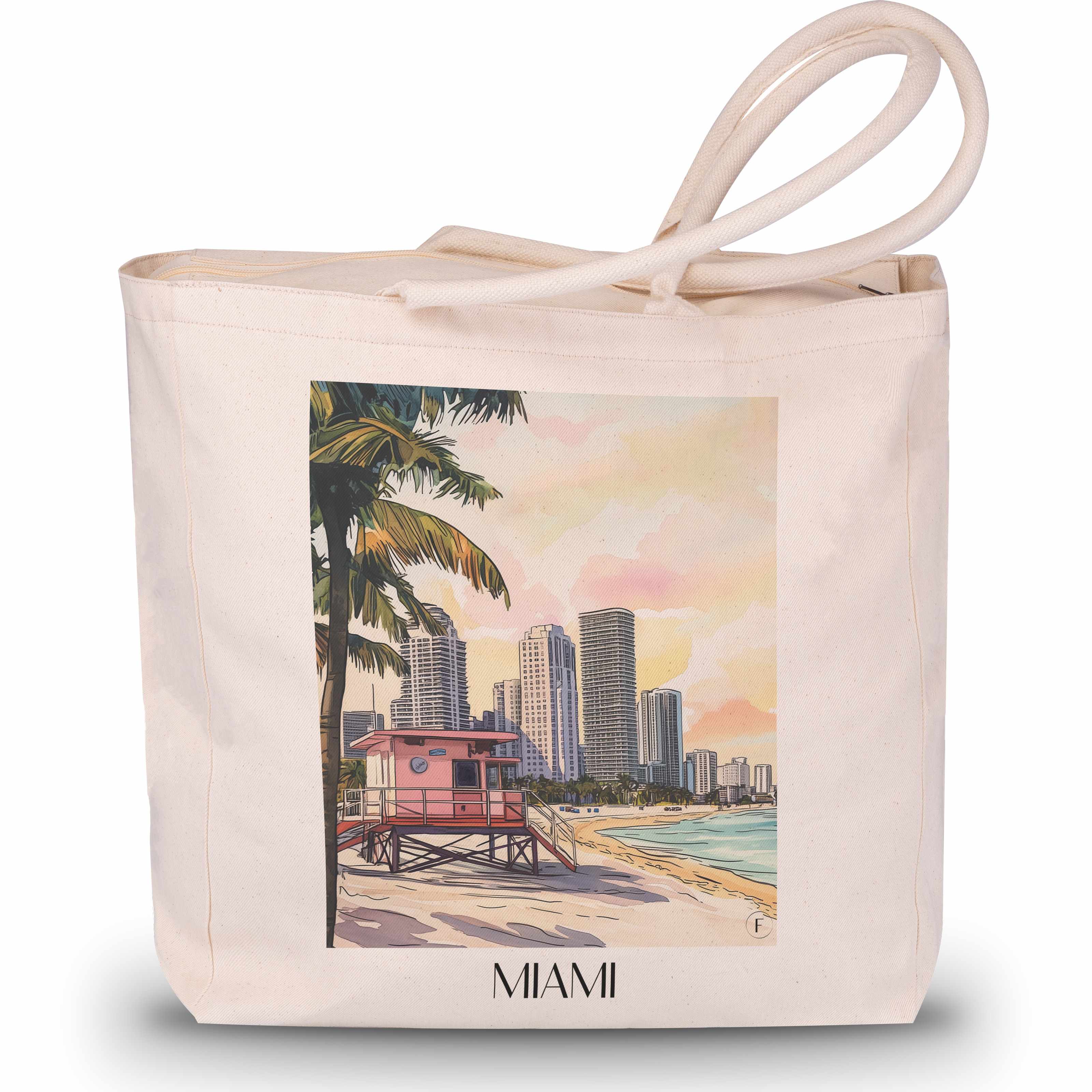 Miami - USA Tote Bag - Einkaufstasche im Aquarell Stil - favplace