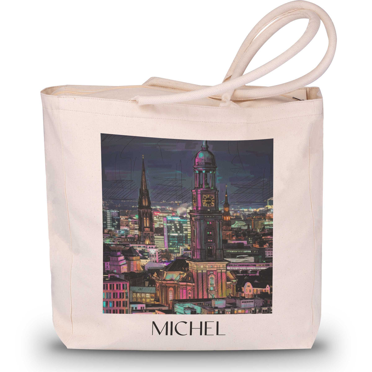 Michel Shopping Tasche - Hamburg - Deutschland Tote Bag - Einkaufstasche im Tag Graffiti Stil - favplace