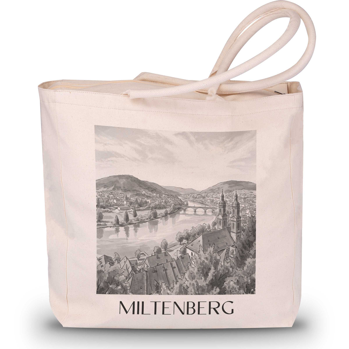 Miltenberg - Deutschland Tote Bag - Einkaufstasche im Aquarell Schwarz-Weiß Stil - favplace