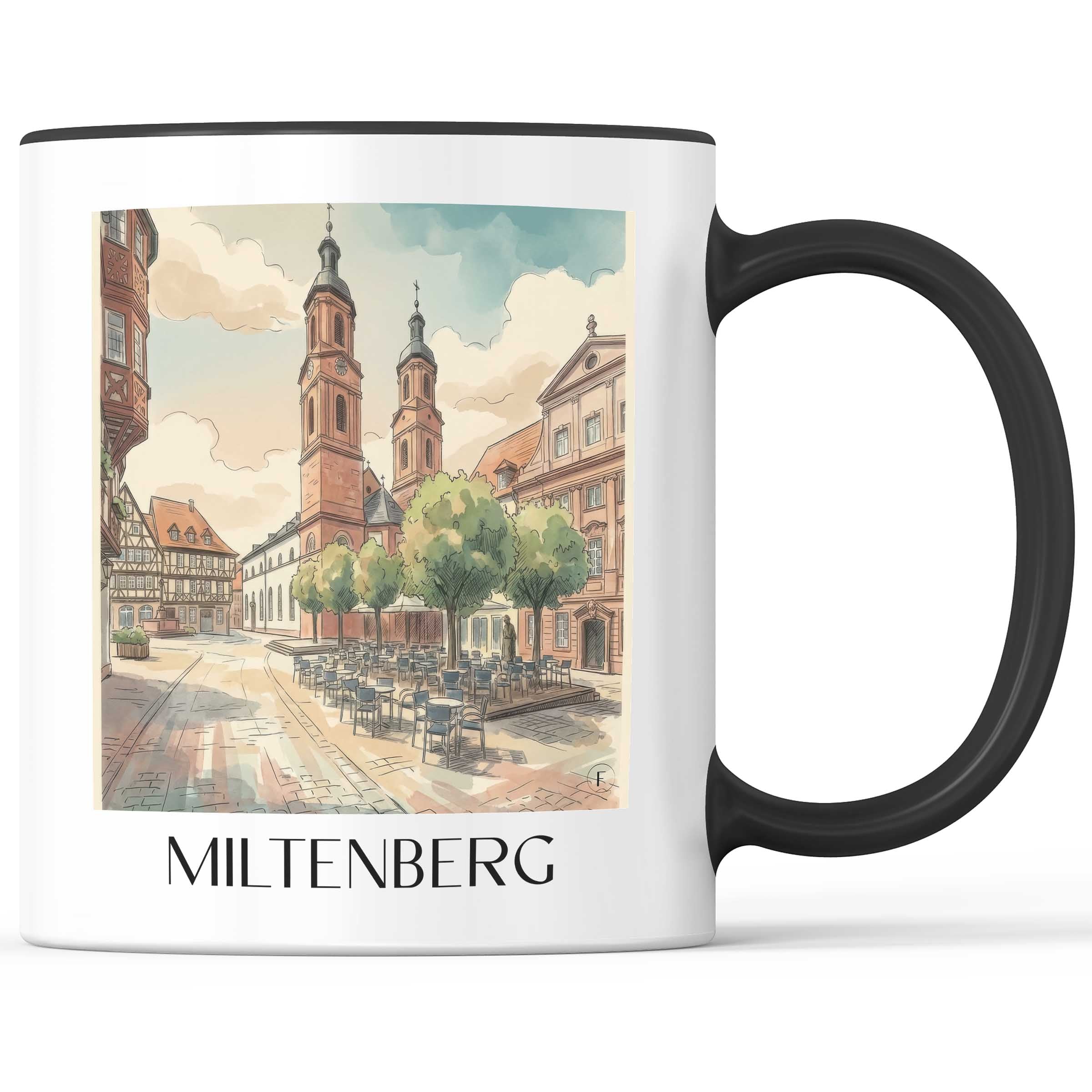 Miltenberg Kaffeebecher - Odenwald - Deutschland Becher - Kaffeetasse im Aquarell Stil - favplace