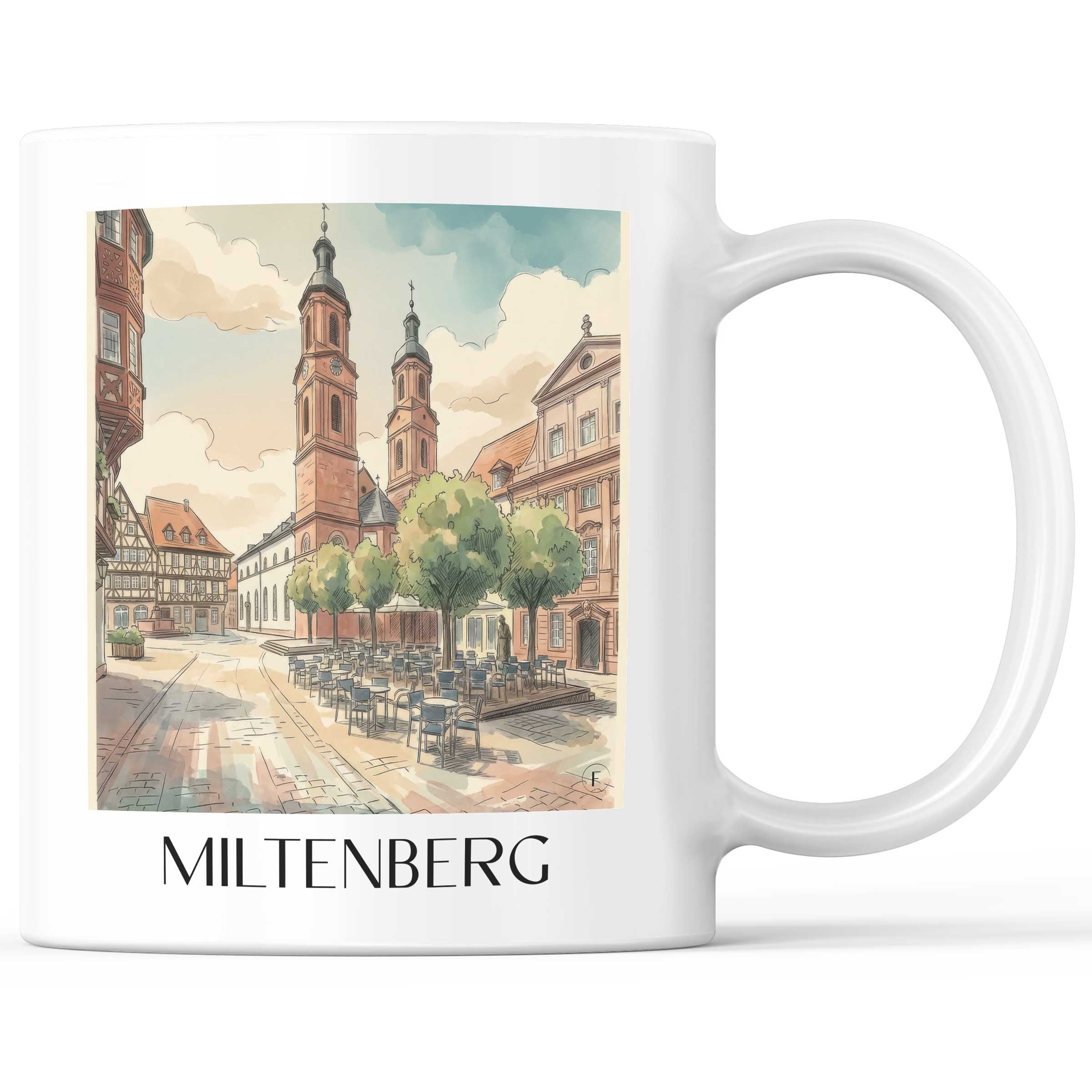 Miltenberg Kaffeebecher - Odenwald - Deutschland Becher - Kaffeetasse im Aquarell Stil - favplace