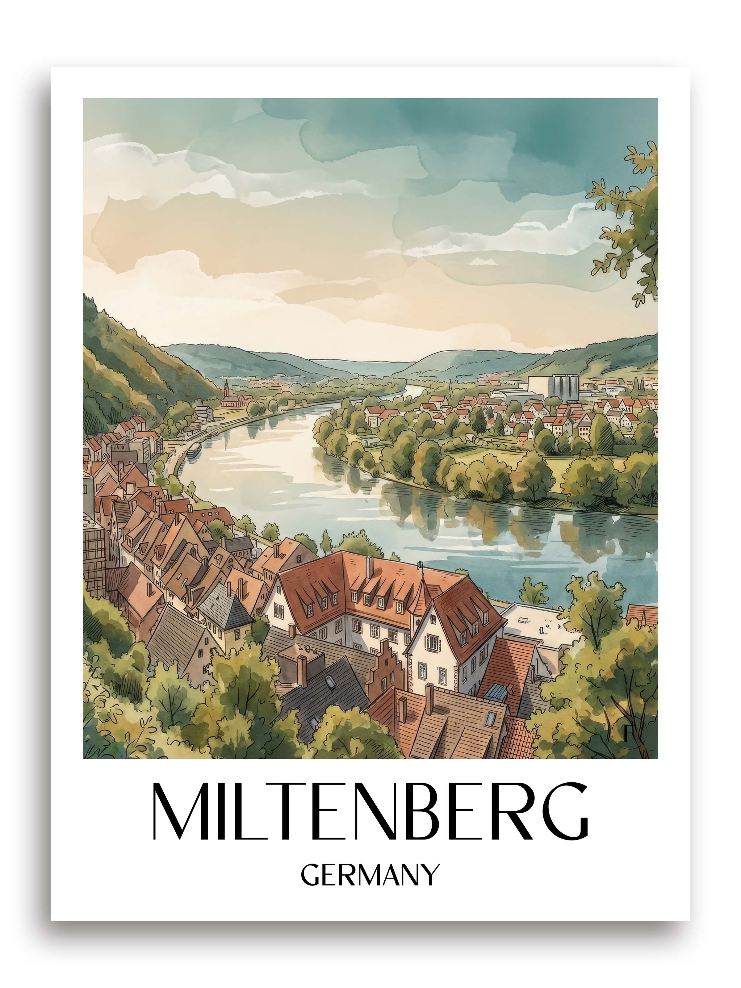 Miltenberg Poster - - Deutschland Kunstdruck - Aquarell von A4 bis A1 - favplace