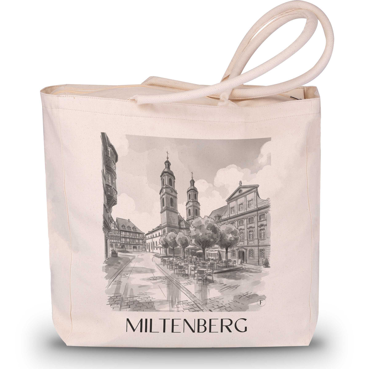 Miltenberg Shopping Tasche - Odenwald - Deutschland Tote Bag - Einkaufstasche im Aquarell Schwarz-Weiß Stil - favplace
