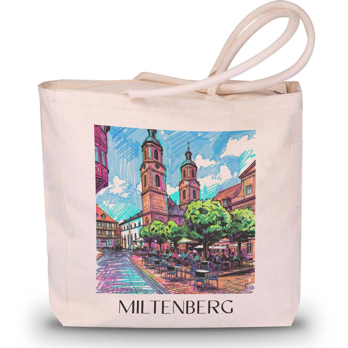 Miltenberg Shopping Tasche - Odenwald - Deutschland Tote Bag - Einkaufstasche im Tag Graffiti Stil - favplace