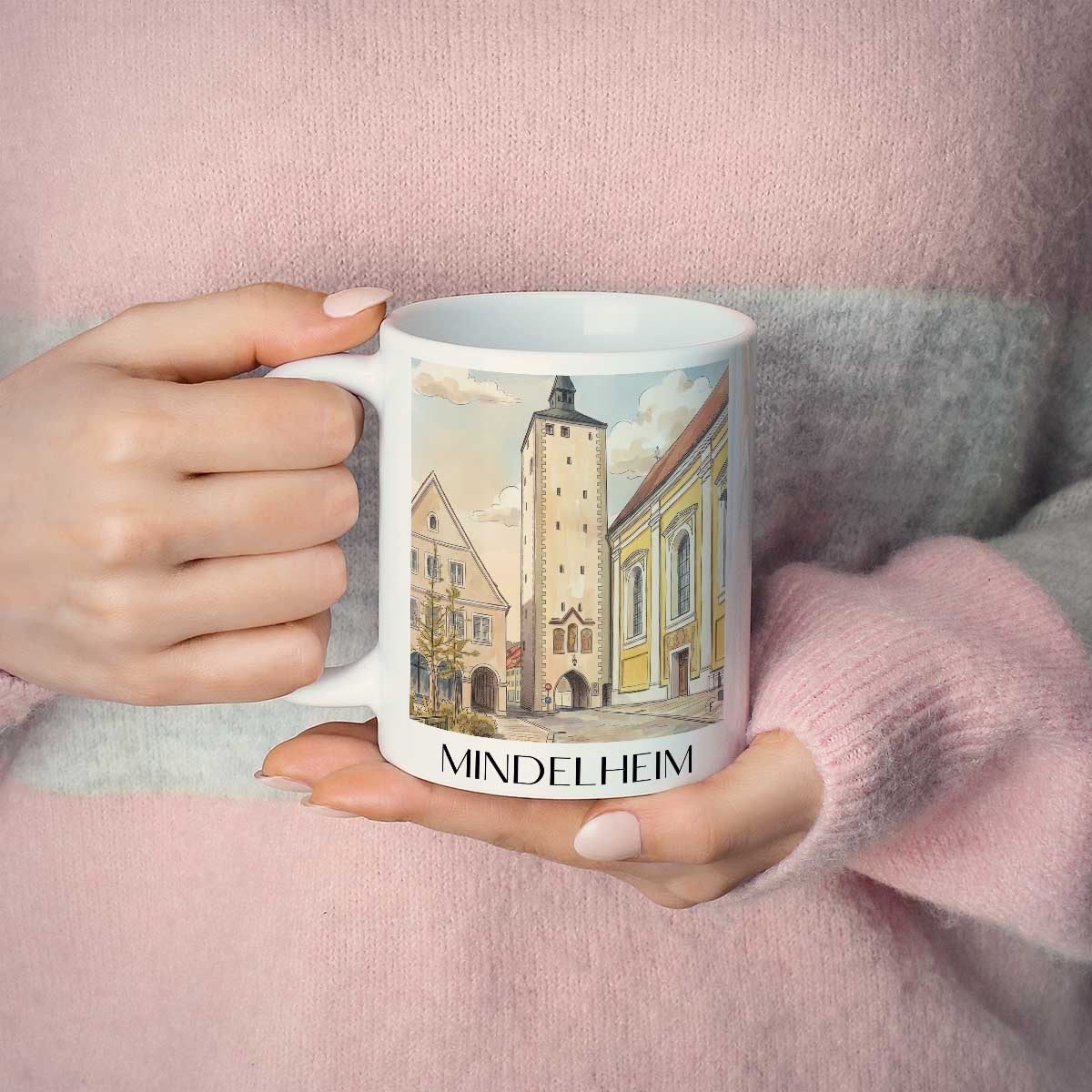 mindelheim-unterallgäu-deutschland-kaffeebecher-aquarell