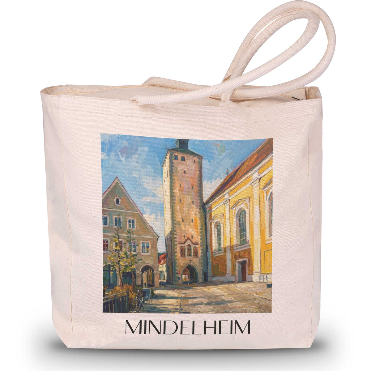 Mindelheim Shopping Tasche - Unterallgäu - Deutschland Tote Bag - Einkaufstasche im Ölgemälde Stil - favplace