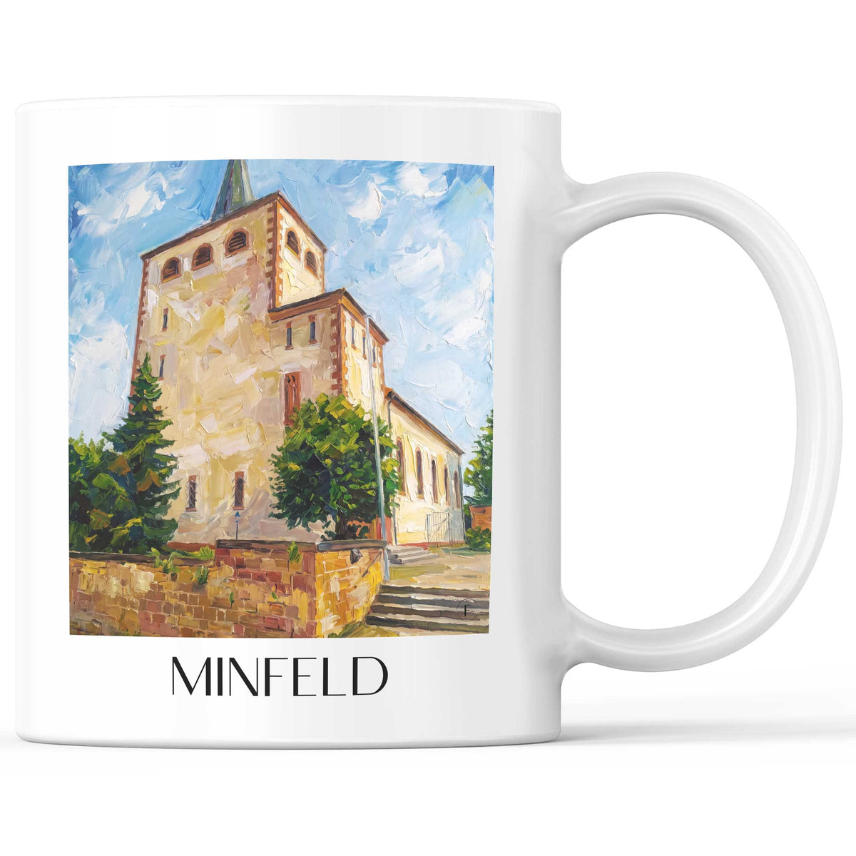Minfeld Kaffeebecher - Südpfalz - Deutschland Becher - Kaffeetasse im Ölgemälde Stil - favplace