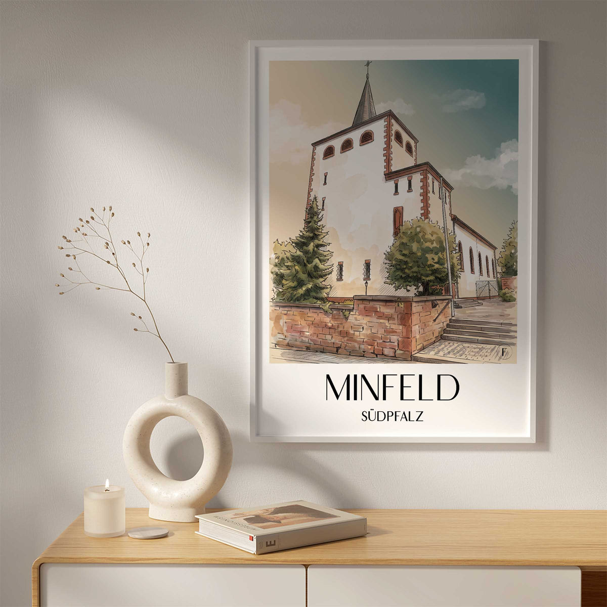minfeld-südpfalz-deutschland-poster-aquarell