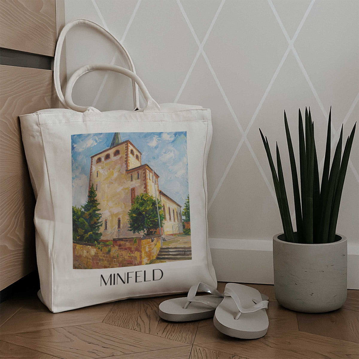 minfeld-südpfalz-deutschland-einkaufstasche-oil-painting-oelgemaelde